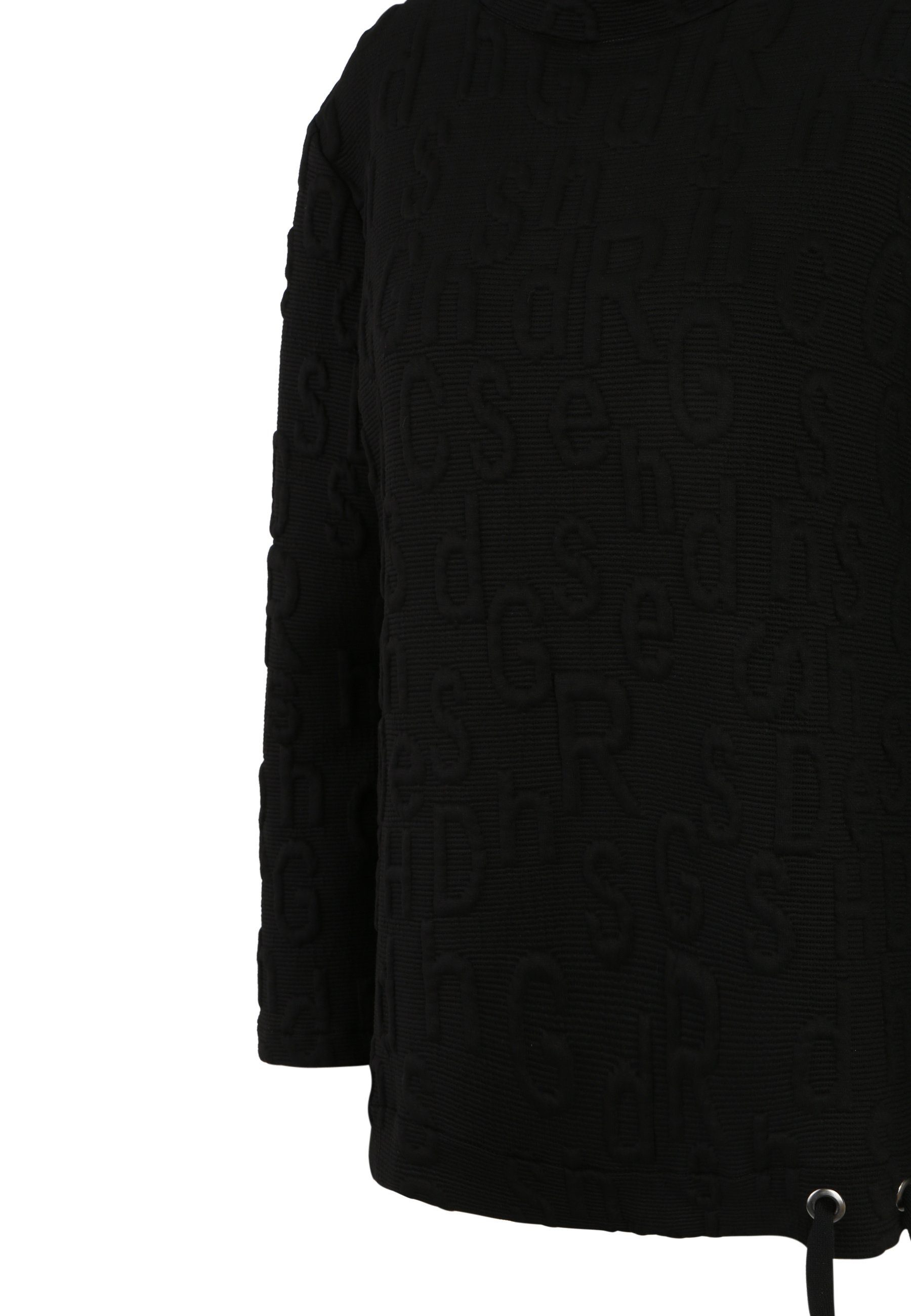 Doris Streich Longsleeve Sweatshirt Buchstaben-Jacquard modernem Schwarz mit Design