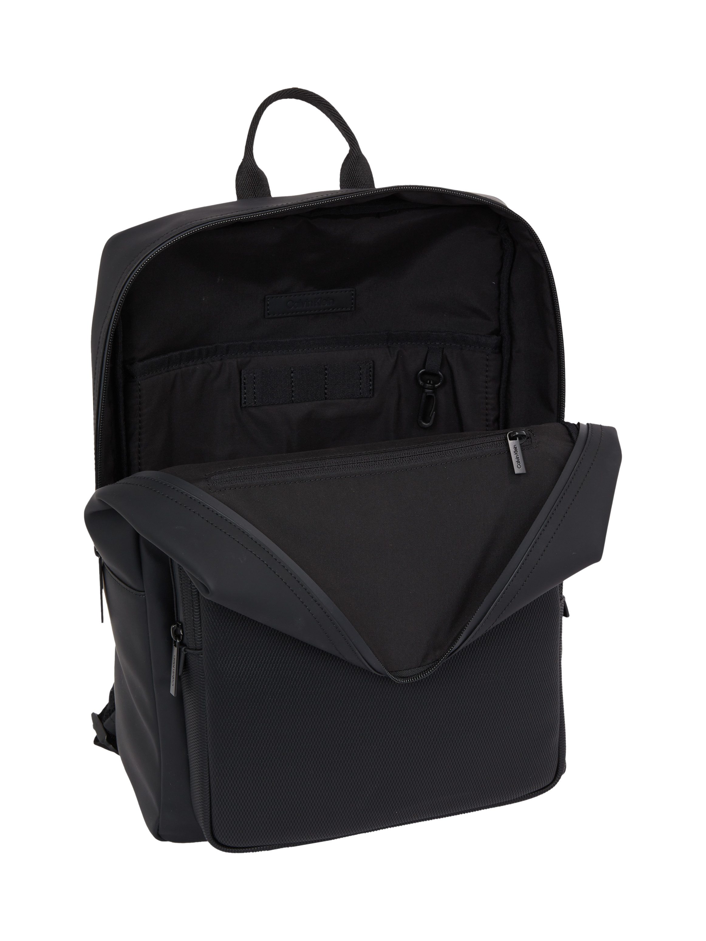Calvin Klein Cityrucksack CK ESSENTIAL SQUARED BP RUB, Freizeitrucksack, Freizeit-Bag mit Reißverschluss-Vortasche