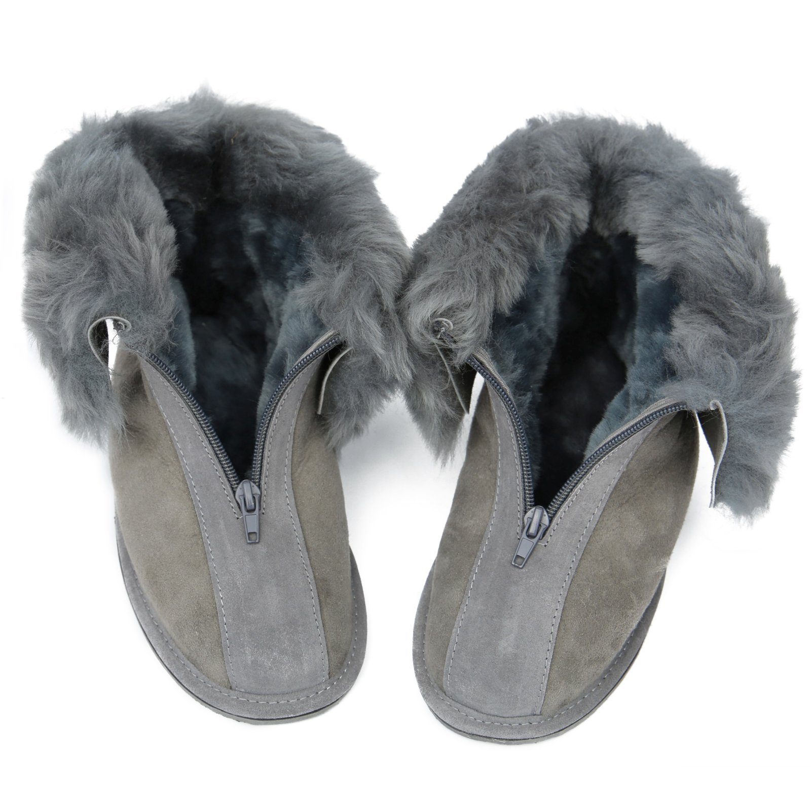 Hollert Hausschuh Lammfell Hausschuhe ALASKA GRAU Hüttenschuhe