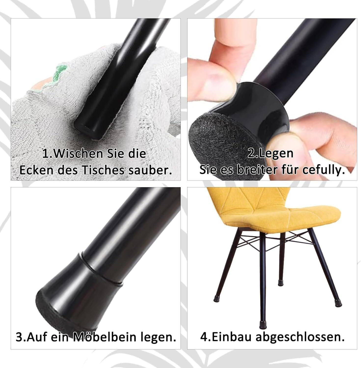 LEMLIT Stuhlhusse 40 Stück Stuhlbeinkappen Rund Gummi Schutzkappen für Stuhlbeine, runde Schwarze Bodenschutz für Hartholzböden, Fliesenböden – Bild 5 von 5
