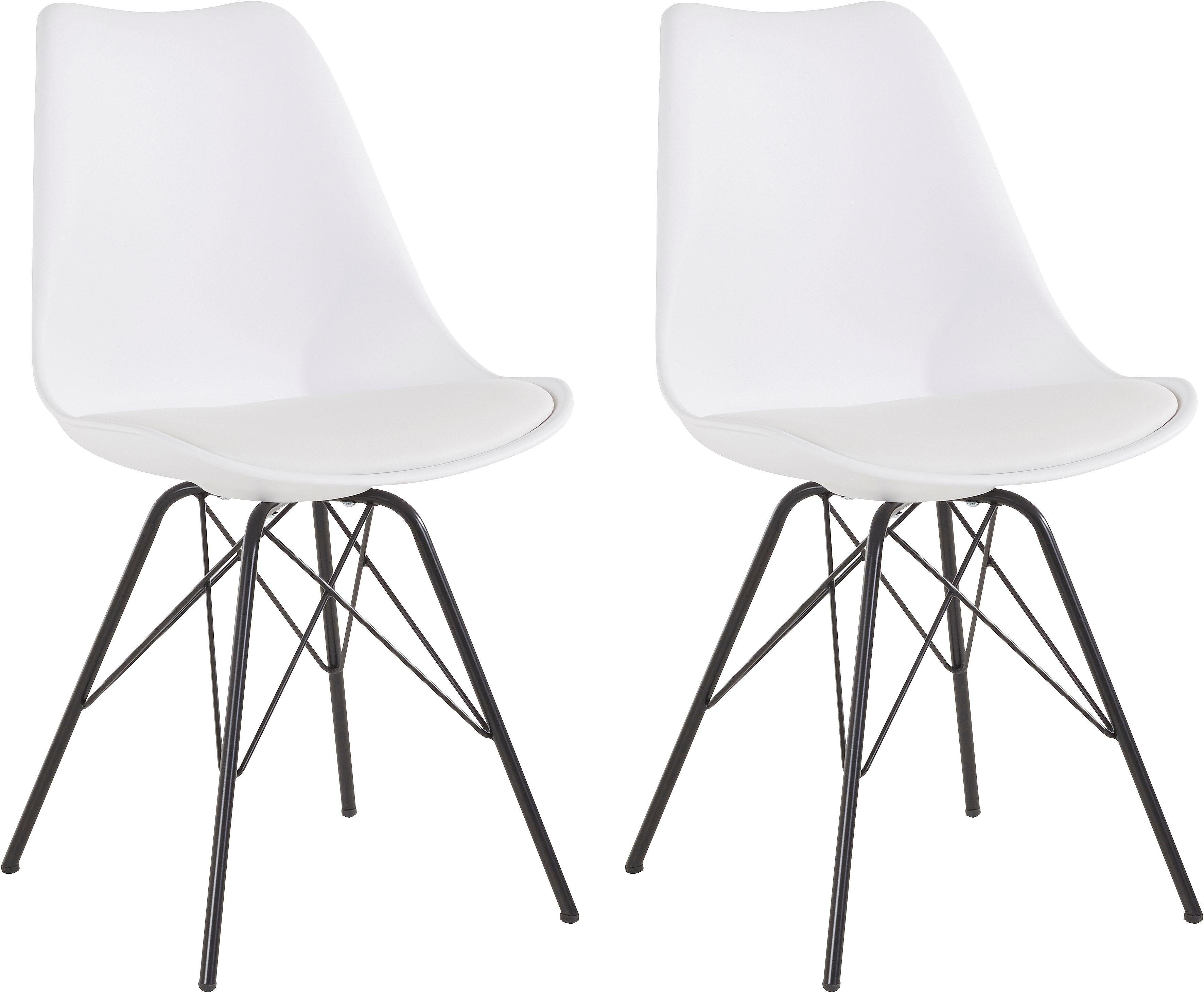 Homexperts 4-Fußstuhl Ursel 01 (Set, 2 St), Sitzschale mit Sitzkissen in Kunstleder weiß | schwarz