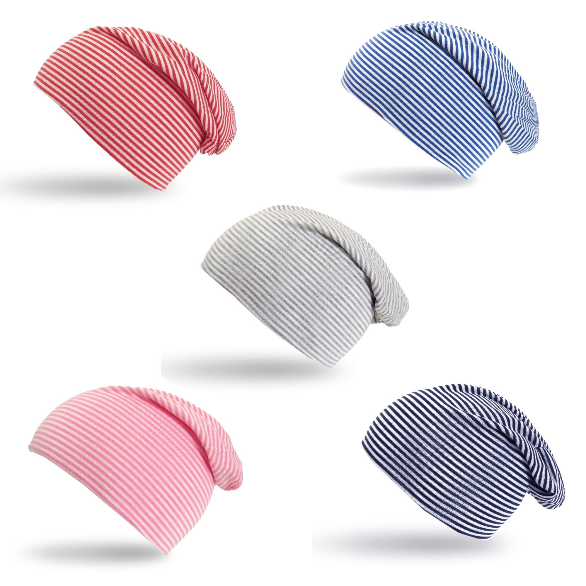 UNI" Beanie Kind Mütze Sonia Jersey Beanie rosa "Streifen Maritim Originelli