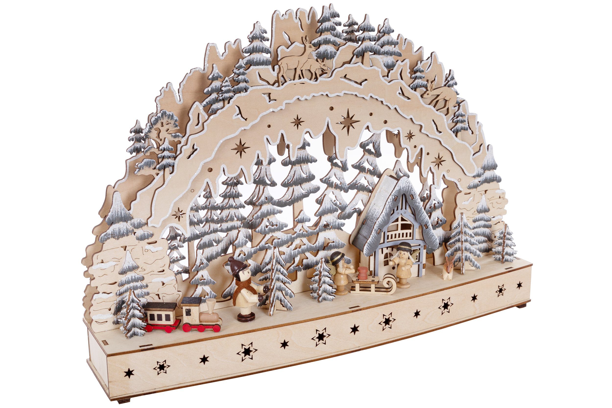 Wohnando Weihnachtsdorf Winterliche Dekoration aus Holz Weihnachtsmarkt