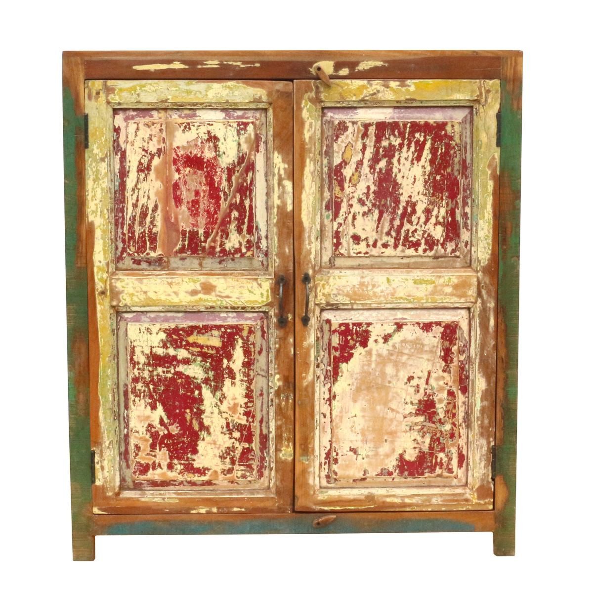 Oriental Galerie Mehrzweckschrank Indischer Schrank Antik 120cm Massivholz, Echtholz Wohnzimmerschrank, Schlafzimmer