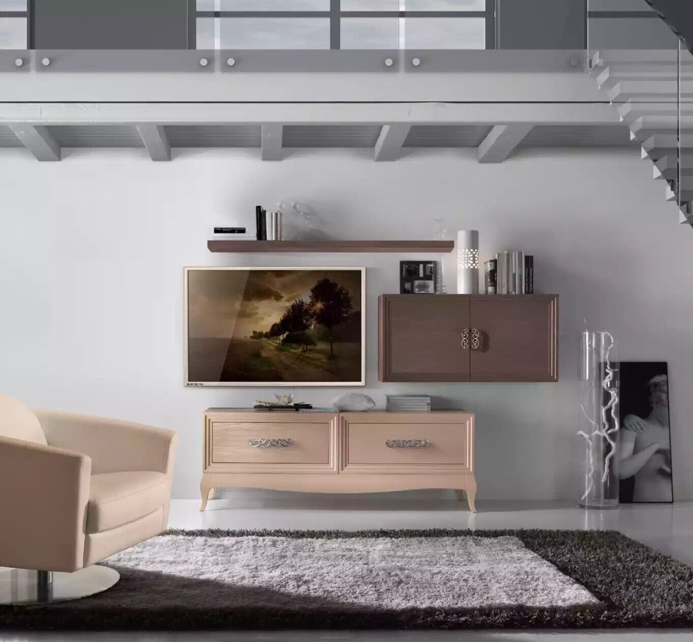 Seitenschrank Wohnzimmer in Set Wohnzimmer-Set Moderne italy JVmoebel TV-Ständer 3tlg, Wohnwand Made Modern