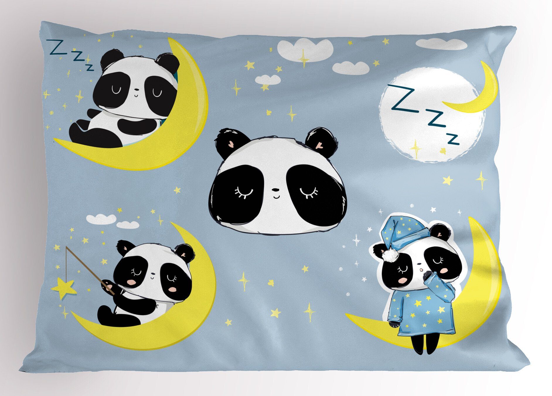 Standard auf Dekorativer Panda Size Gedruckter Mond Kissenbezüge Kopfkissenbezug, Tierschlafen Abakuhaus (1 Stück),