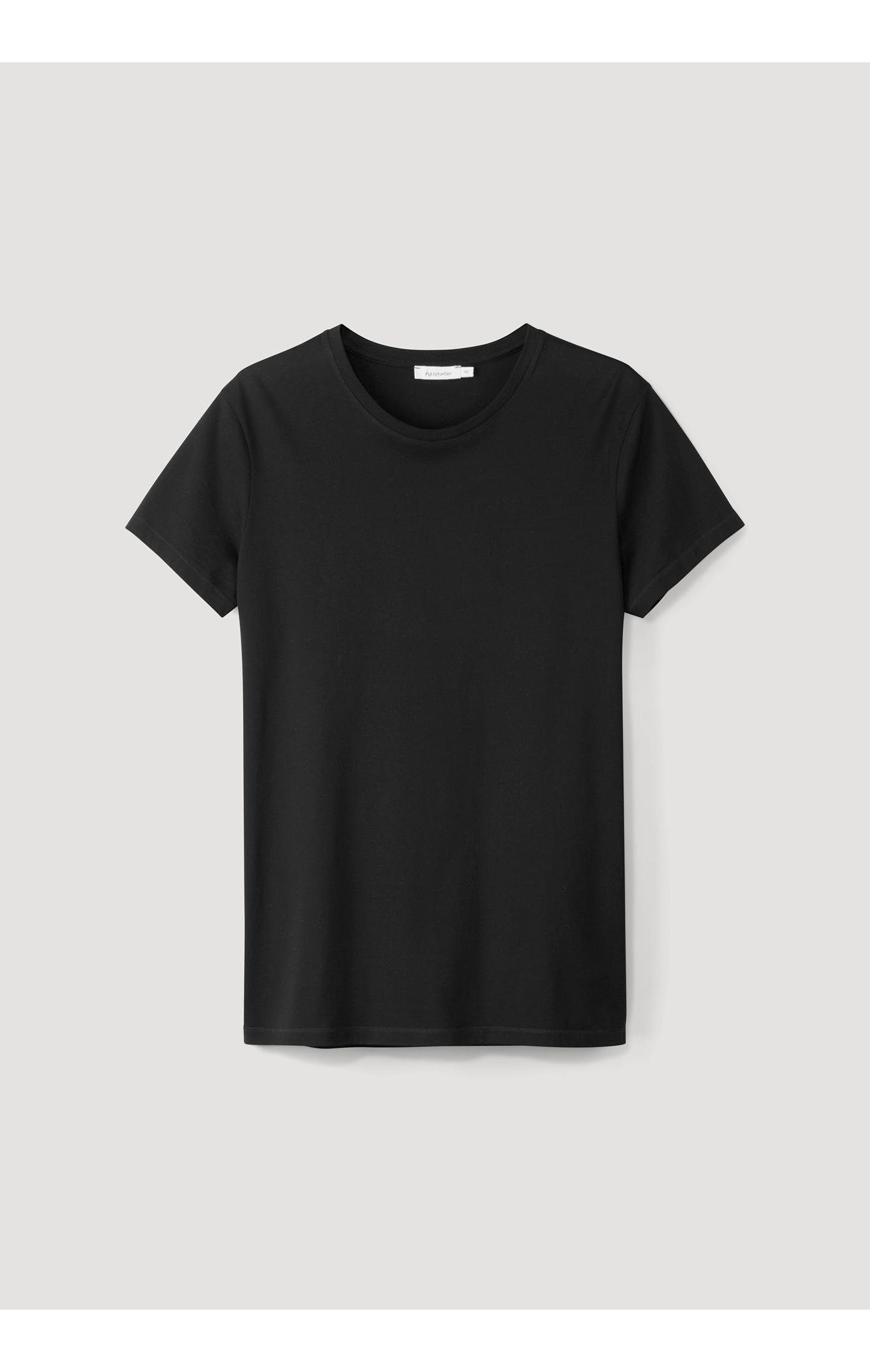 schwarz Hessnatur aus Bio-Baumwolle T-Shirt Zwirnjersey reiner