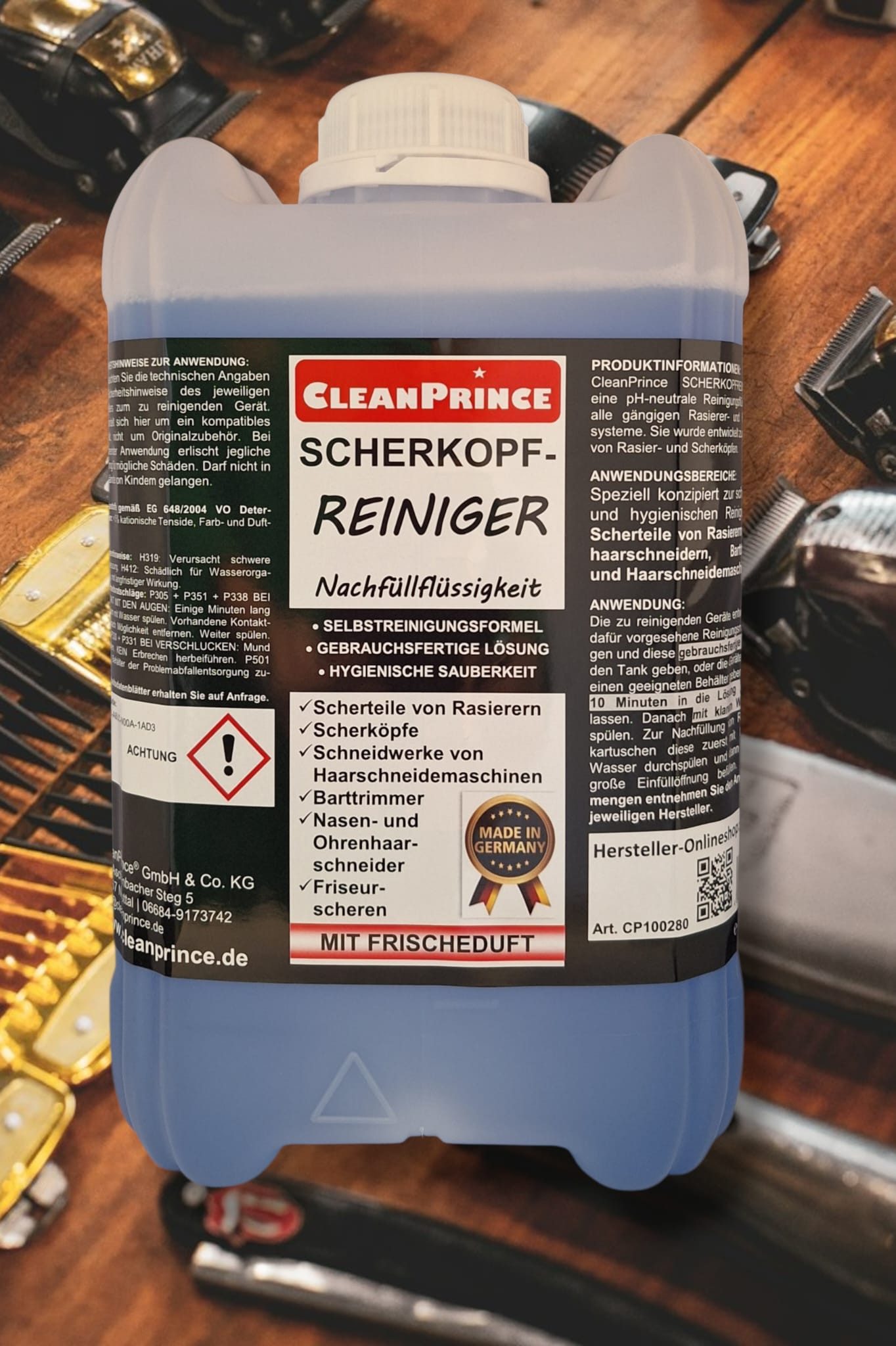 CleanPrince Scherkopfreiniger Reinigungsmittel für Rasierer und Scherköpfe Elektrorasierer Reinigungslösung