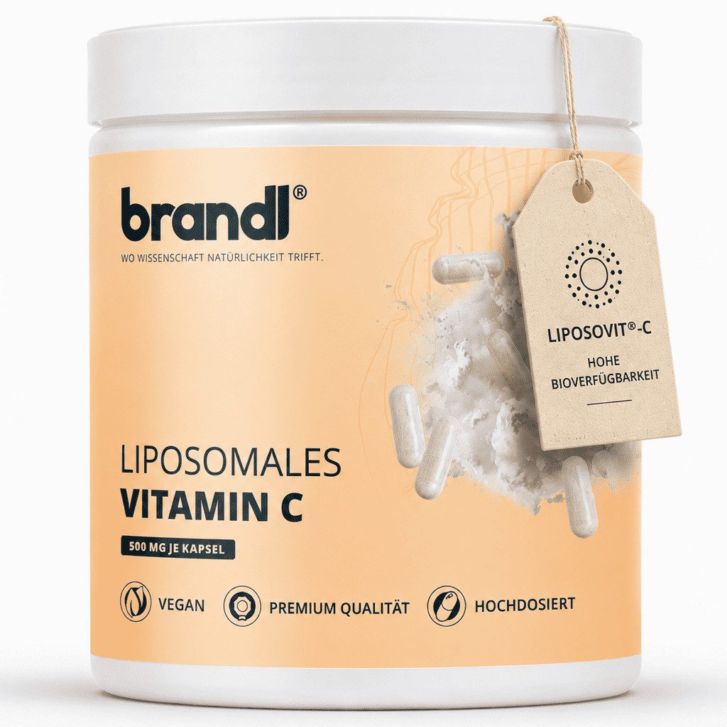 Brandl Nutrition Liposomales Vitamin C (Ascorbinsäure) - Hohe Bioverfügbarkeit, vegan Kapseln, Vitamin C Kapseln 500mg - unabhängig laborgeprüft, vegan