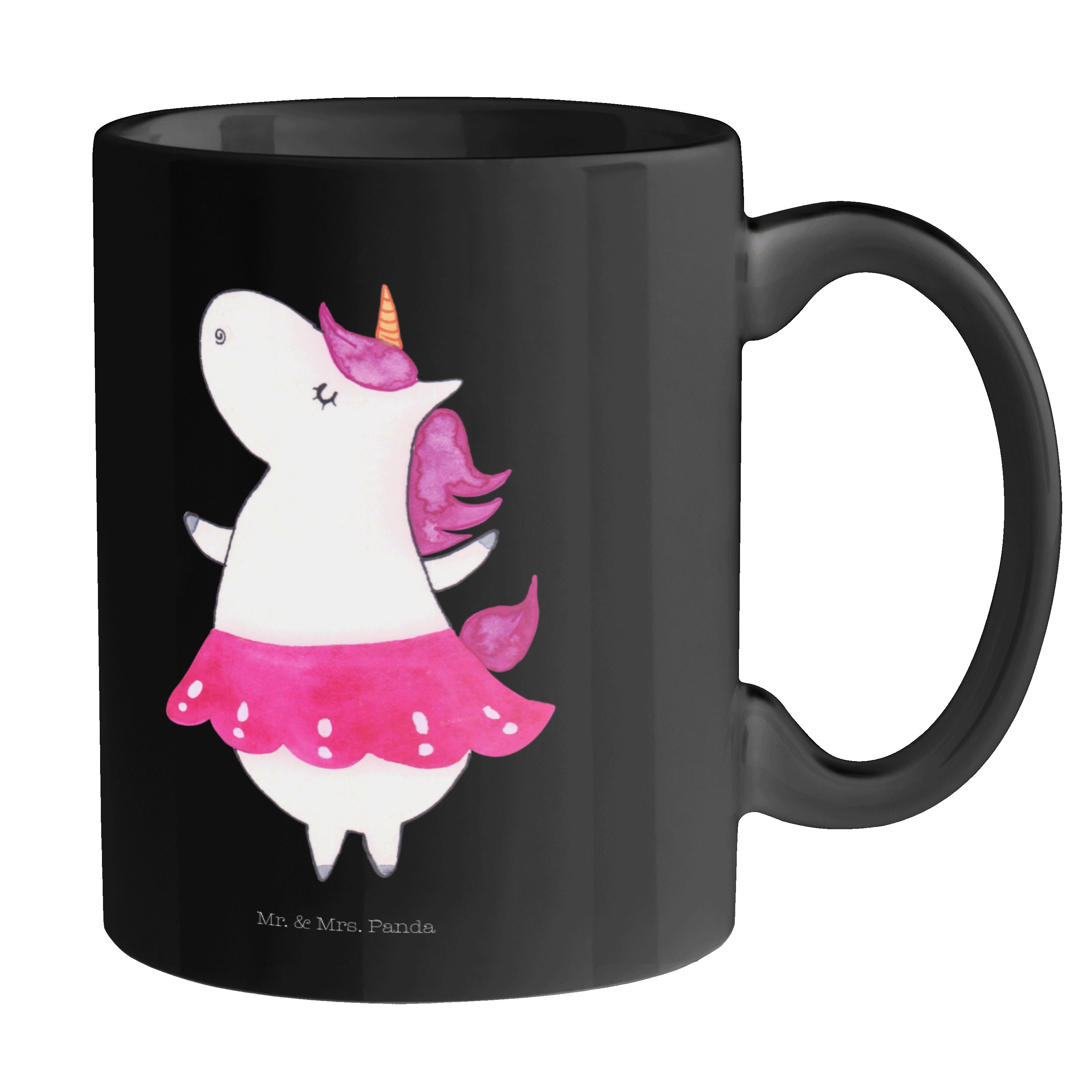 Mr. & Mrs. Panda Tasse Einhorn Ballerina - Schwarz - Geschenk, Einhörner, Geburtstag, Tasse, Keramik Schwarz