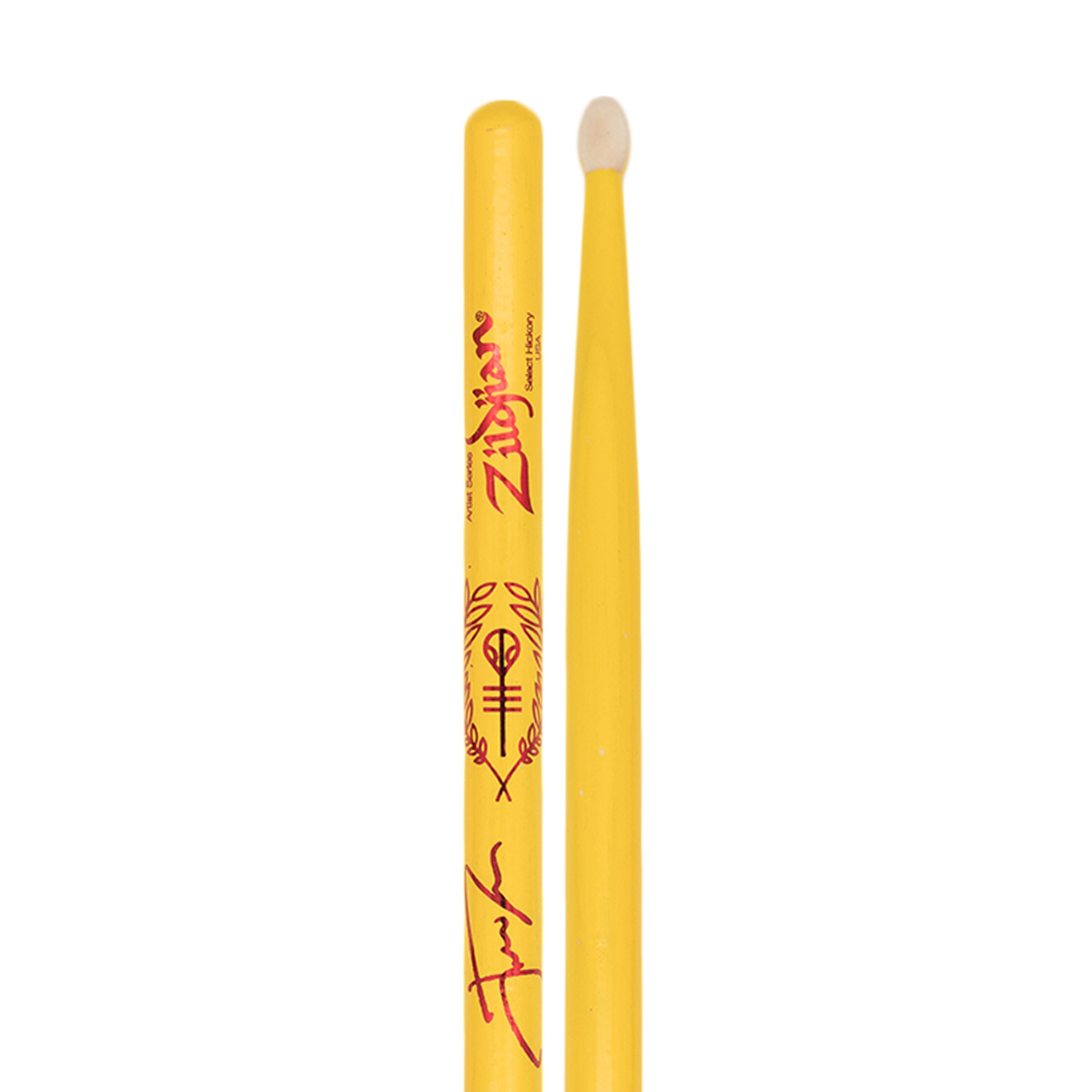 Zildjian Drumsticks (Sticks, Beater und Mallets, Drumsticks Holztip), ZASJD4 Josh Dun Sticks Artist Series Clancy Yellow - Drumsticks