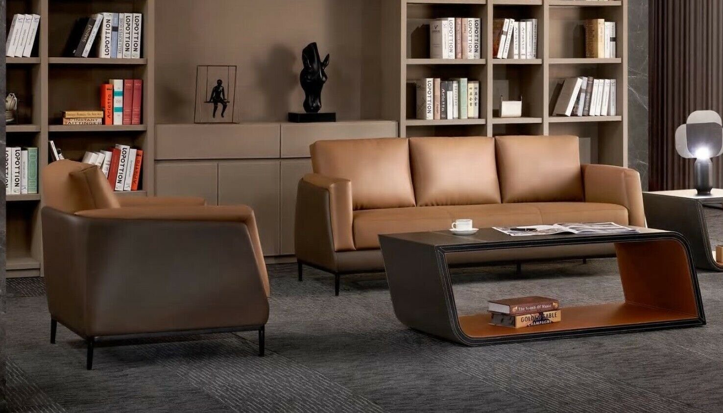 JVmoebel Sofa Luxus Brauner Dreisitzer Büromöbel 3-Sitzer Sofa Einrichtung Neu, Made in Europe