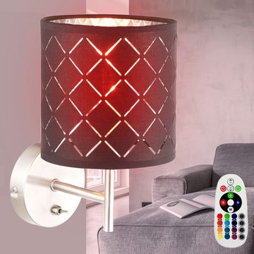etc-shop LED Wandleuchte, Leuchtmittel inklusive, Warmweiß, Farbwechsel, Textil Wand Strahler Lampe Schalter Leuchte grau Fernbedienung im Set