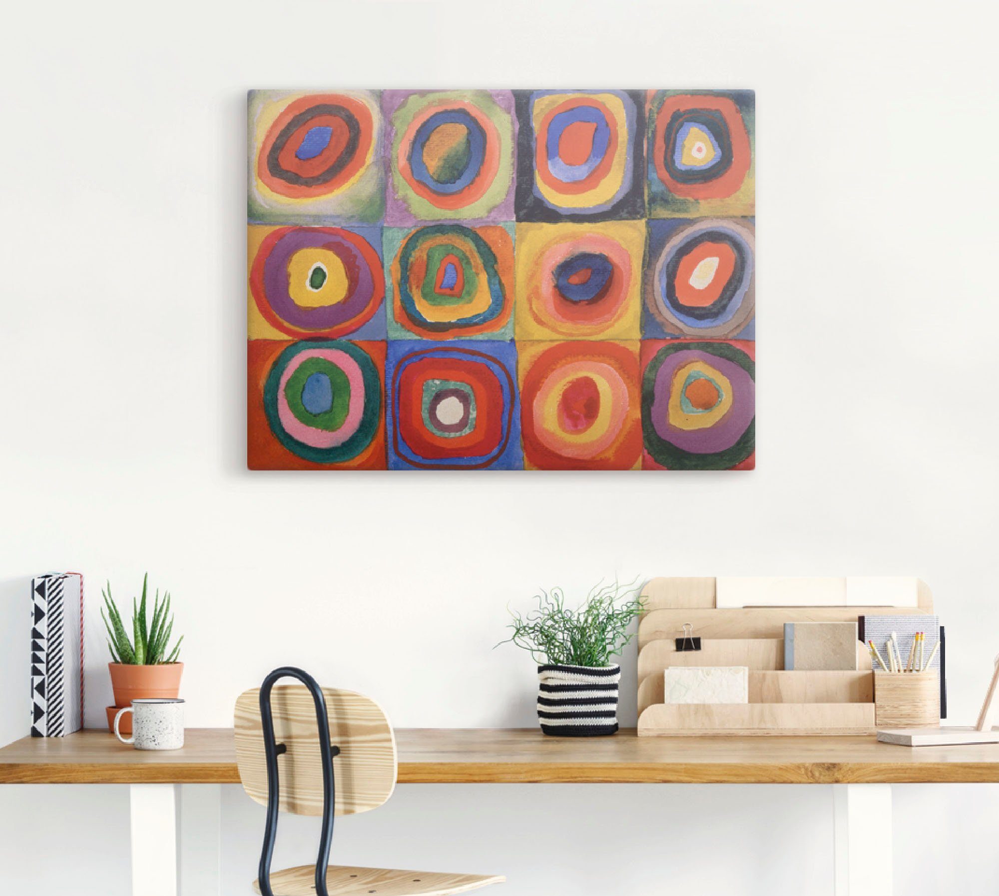 Artland Leinwandbild Quadrate und konzentrische Ringe. 1913, Muster (1 St), auf Holzrahmen gespannt
