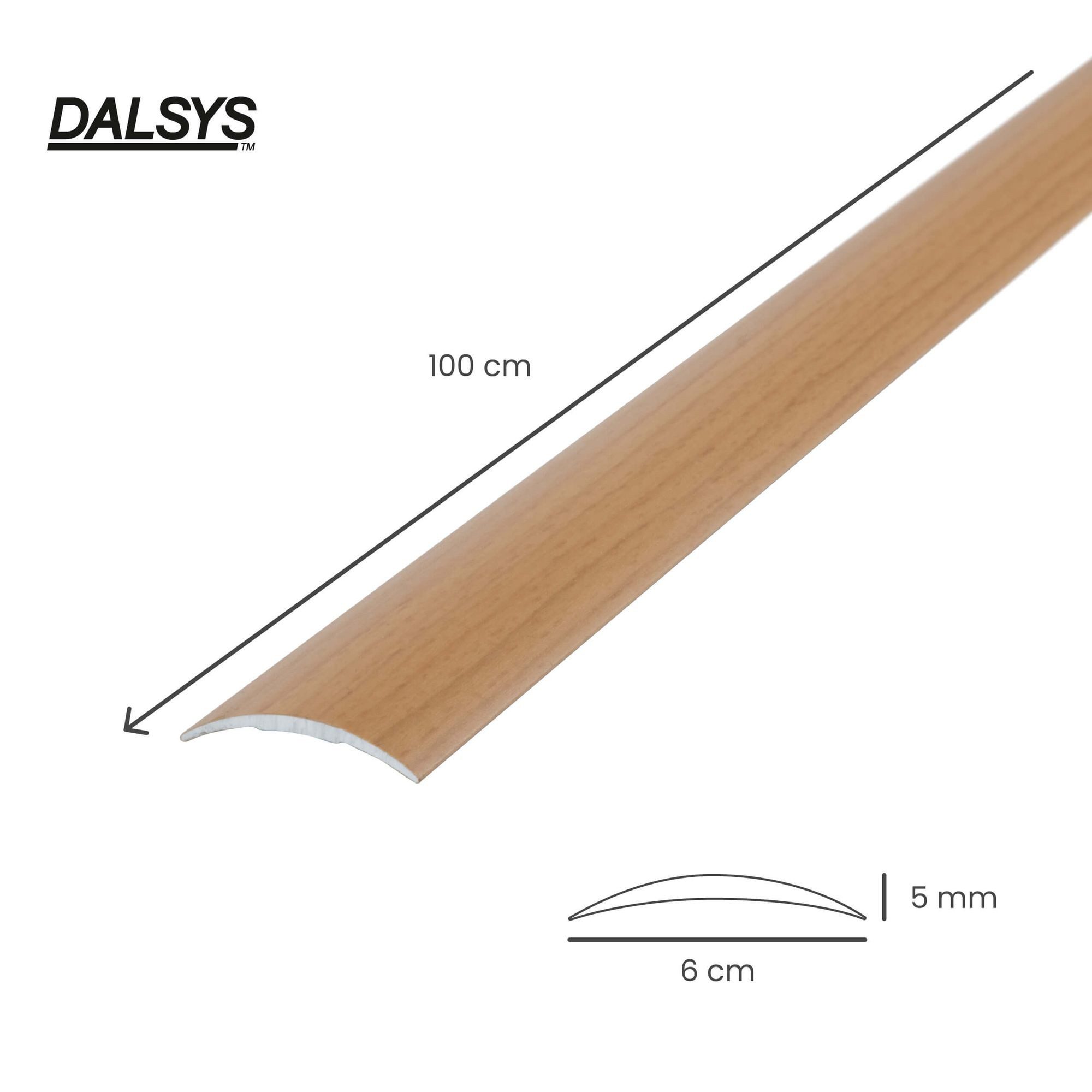 Dalsys Übergangsprofil selbstklebendes Ausgleichprofil (100cm x 60mm in der Farbe Buche, 1-St), aus Aluminium, geeignet für u.a. Fliesen, Laminat und Parkett