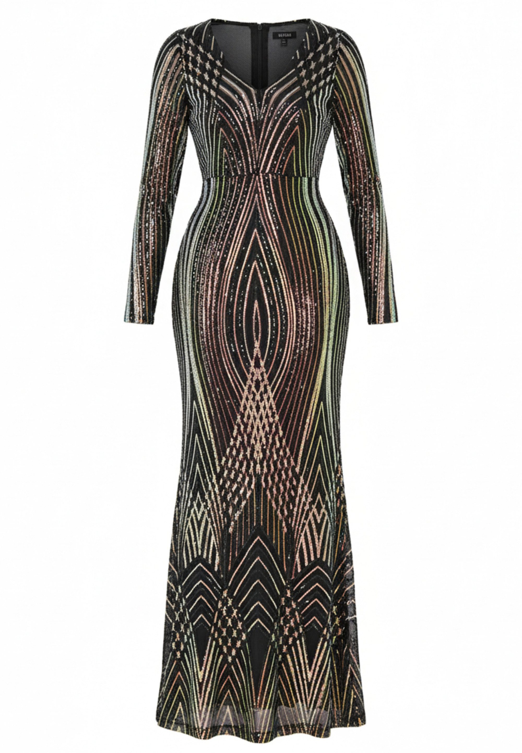 Goddiva Maxikleid Two Toned V Neck Sequin Maxi Langes Kleid, Pailletten, V- günstig online kaufen