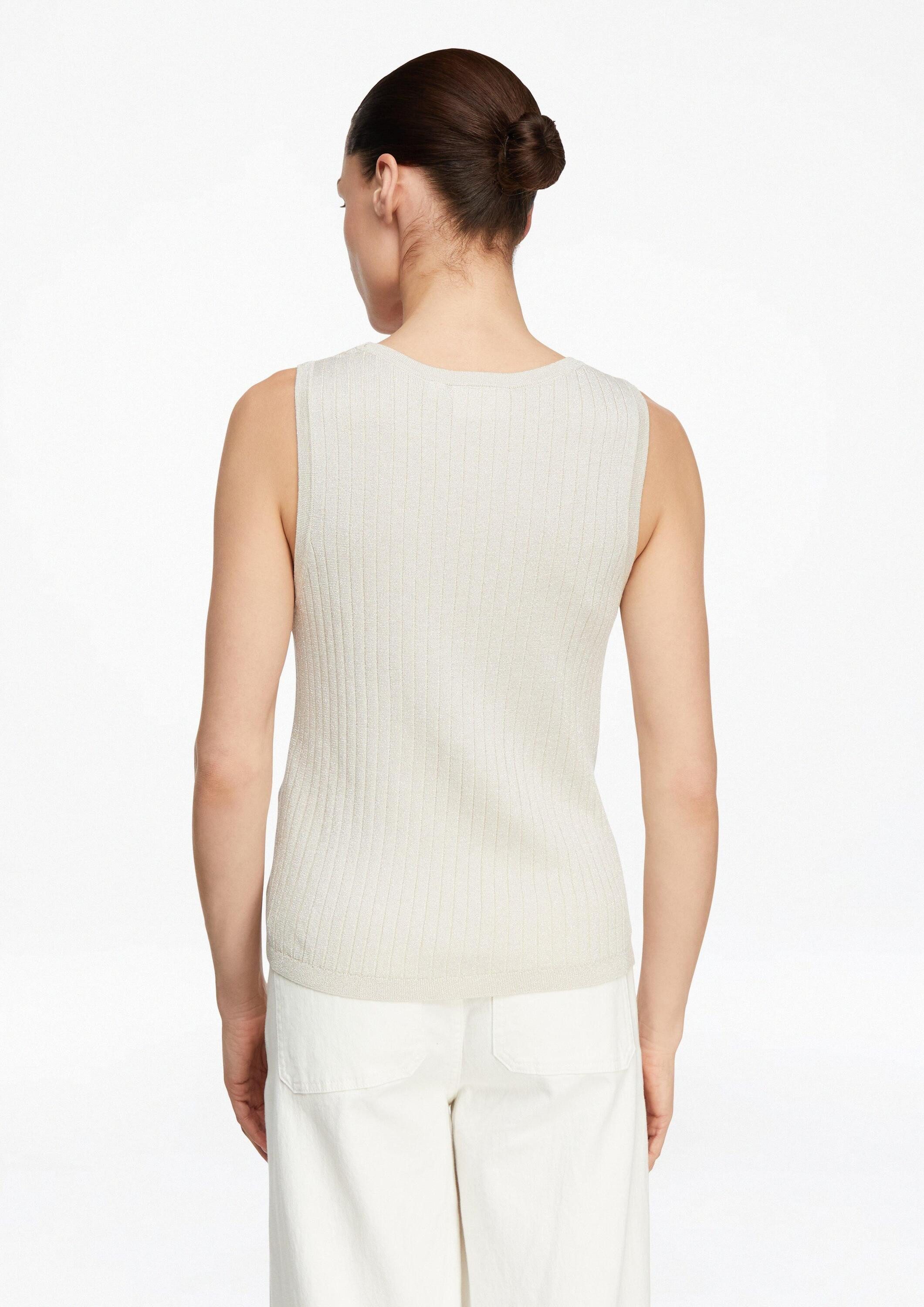 comma Muskelshirt Strickpullunder Geripptes Stricktop mit Glitzergarn