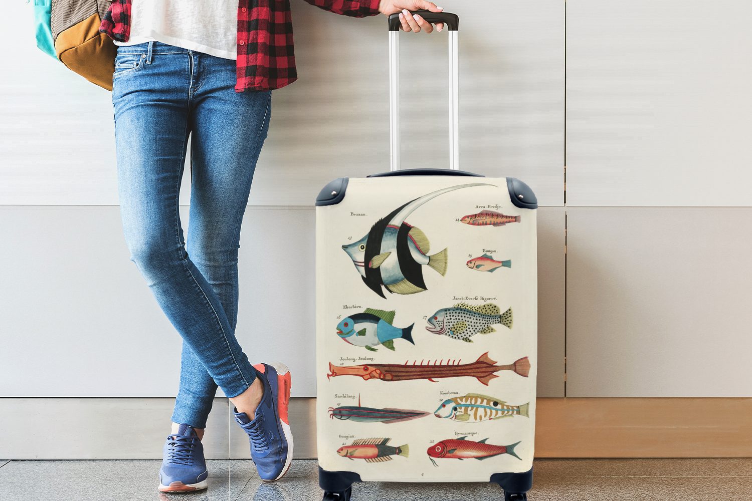 Reisetasche Handgepäck Ferien, Rollen, - Fisch 4 mit - Handgepäckkoffer Trolley, Reisekoffer für rollen, Meer, MuchoWow Design