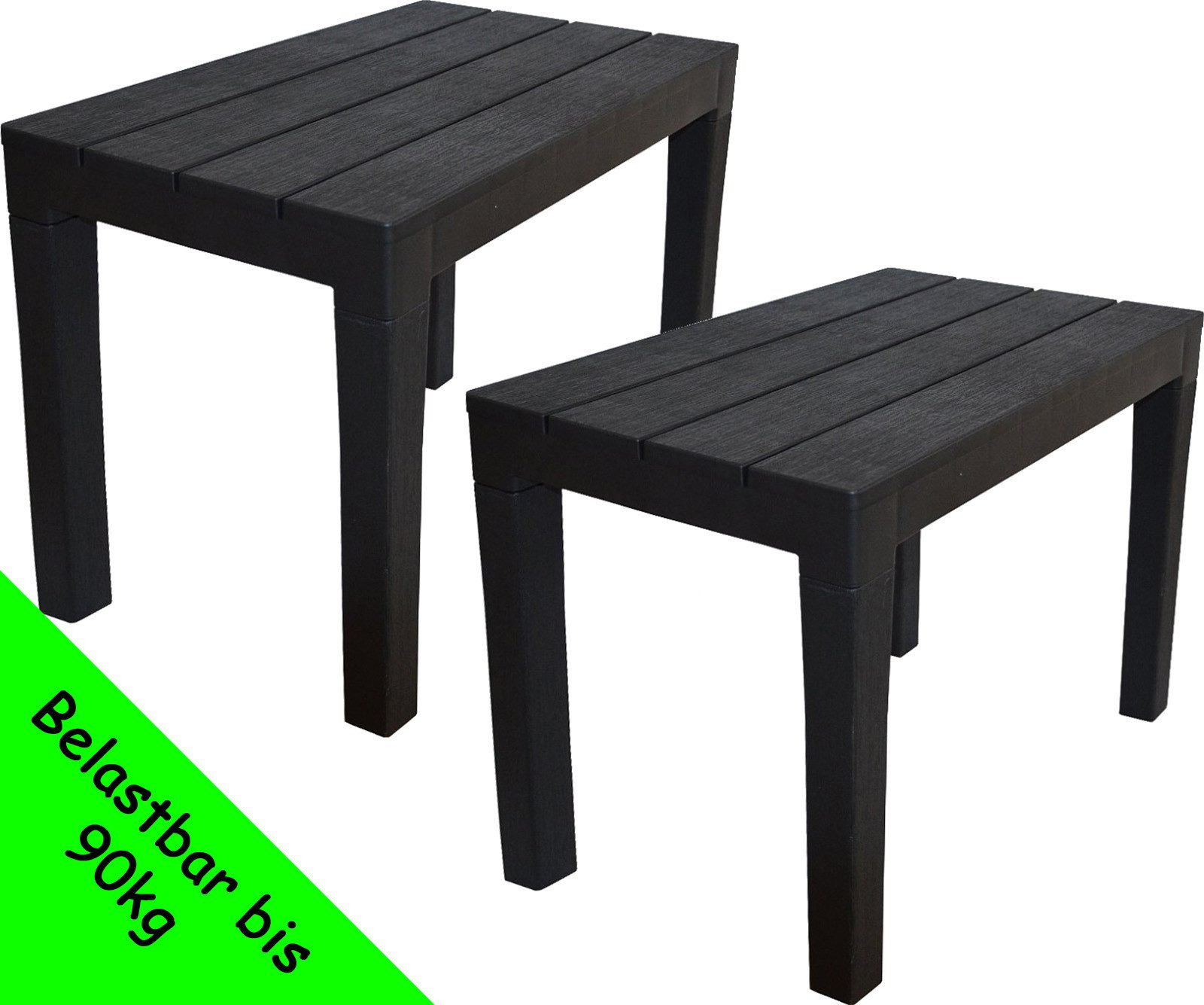 Progarden Gartentisch Bank Kunststoff 60x40cm bis 90 Kg Anthrazit 2 er Set (Set, 2-St., Packung), UV-Beständig, Robust, Wetterfest, Made in Italy, Hochwertig