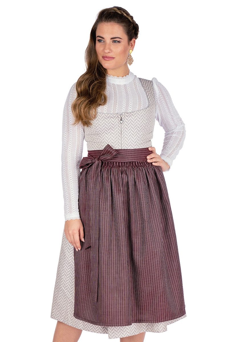 Dirndl Midi Dirndl 2tlg. - MAFALDA - grau/creme/pflaume