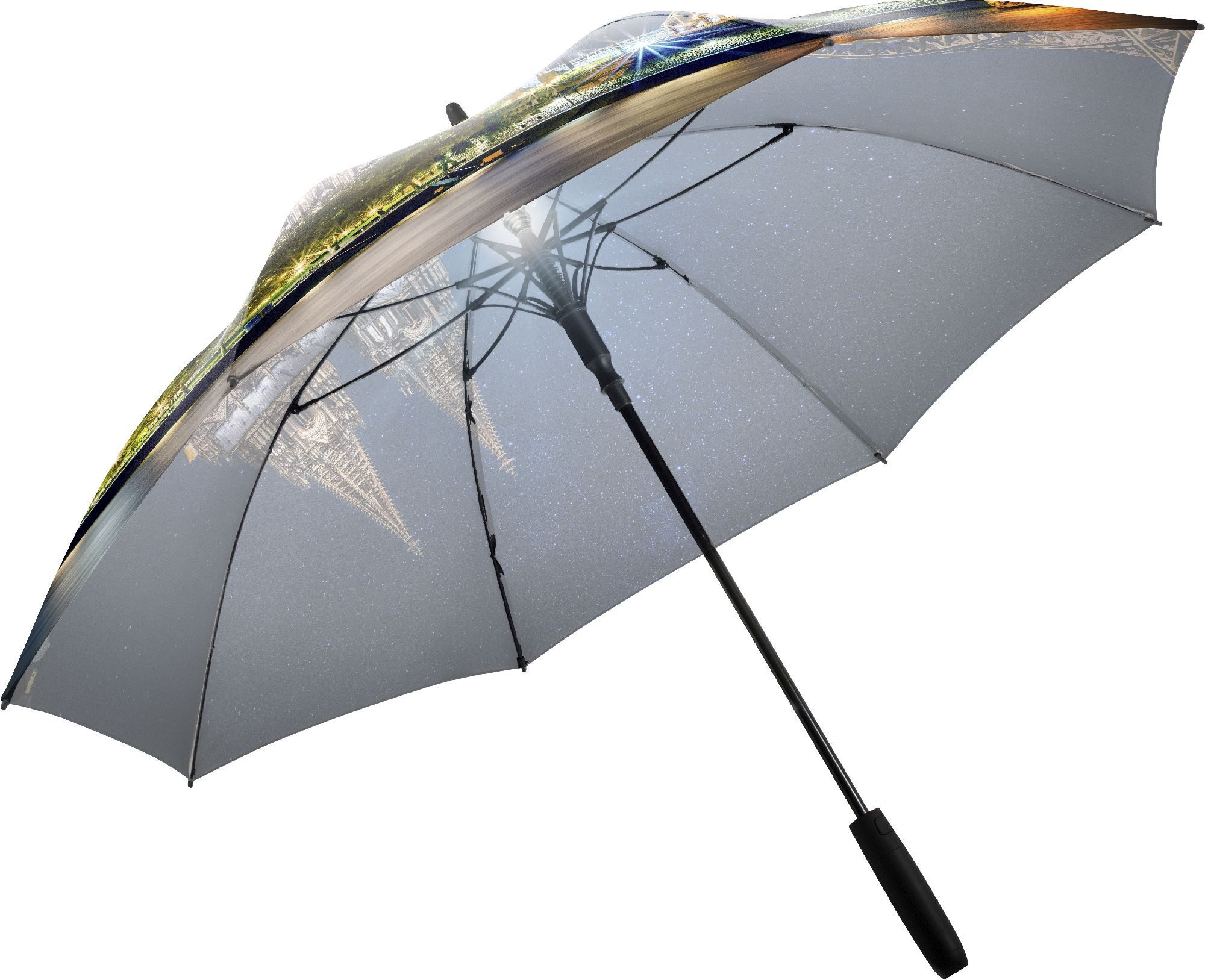 FARE Stockregenschirm, Kölner Dom, Köln, LED-Innenbeleuchtung, Auf-Automatik, Windproof-PLUS