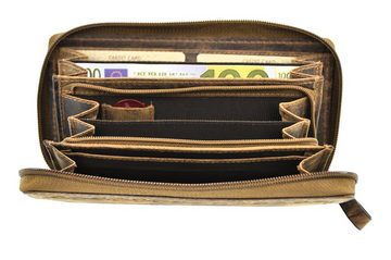 JOCKEY CLUB Geldbörse echt Leder Damen Portemonnaie mit RFID Schutz, wunderschöner Kolibri, umlaufender Reißverschluss