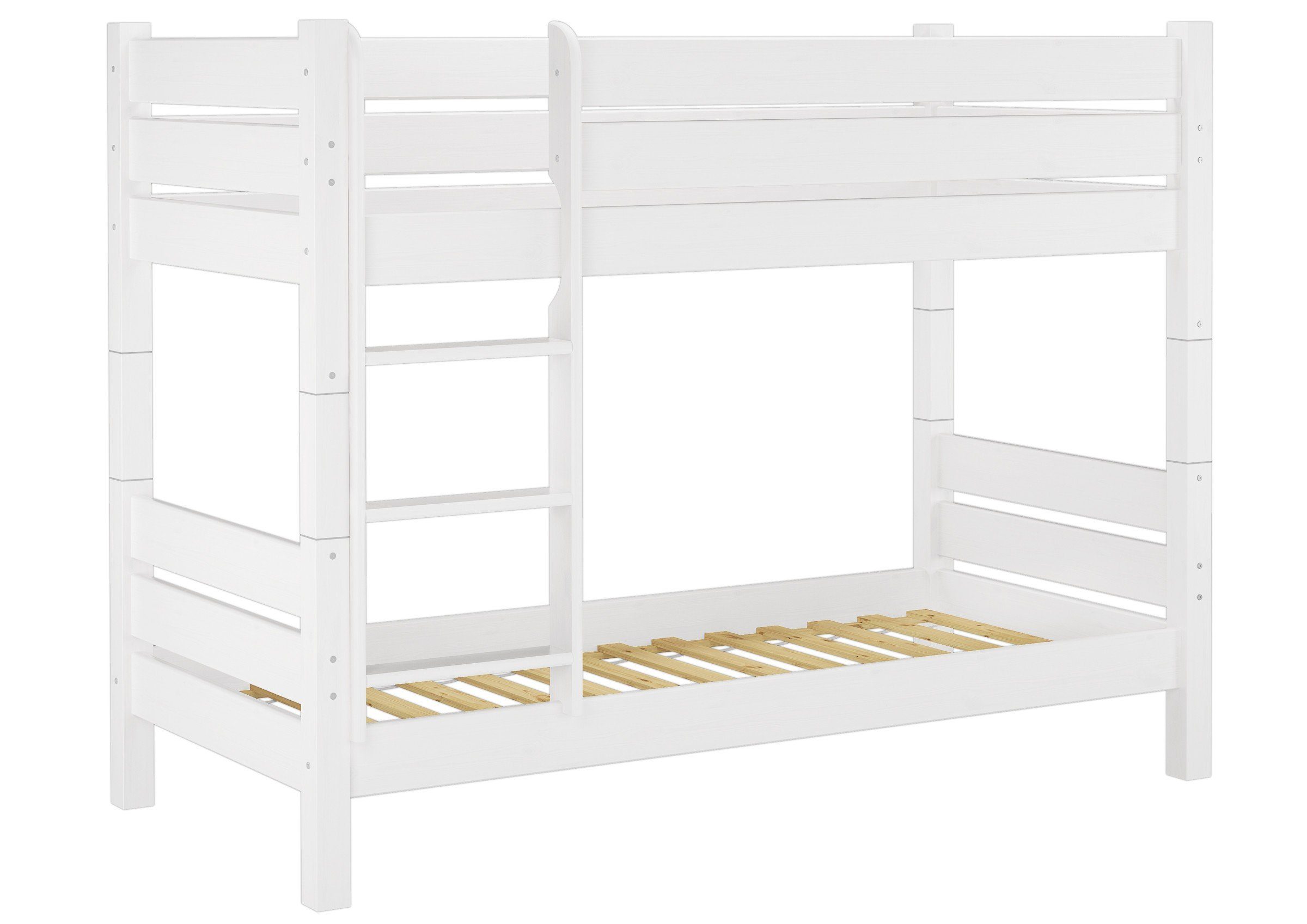 ERST-HOLZ Etagenbett Extra - Stabiles Etagenbett Kiefer Weiß Nische 80 2 Ro günstig online kaufen