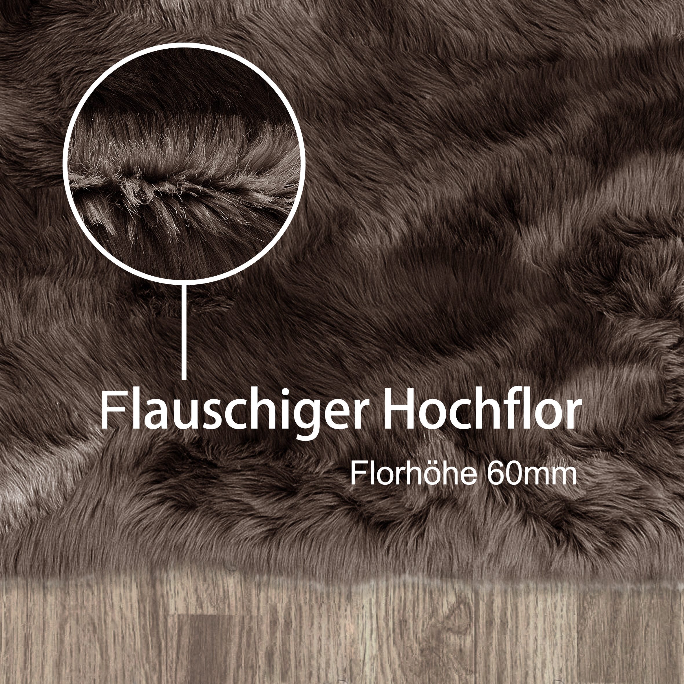 OTTO home Hochflor-Teppich Valeria, Fellteppich, kuschelig, flauschig, rechteckig, Höhe: 60 mm, Kunstfell, weiche Teppiche, Wohnzimmer, Schlafzimmer, Esszimmer – Bild 4 von 5