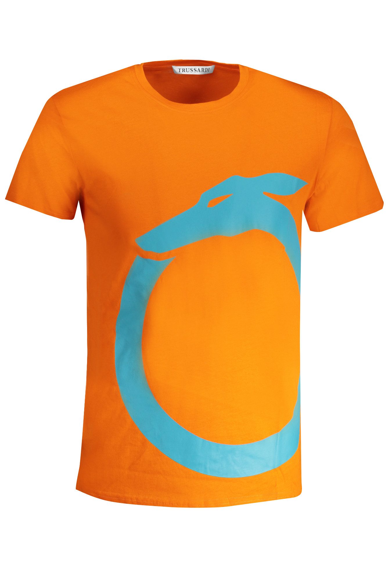 Trussardi T-Shirt Herren-T-Shirt Orange: Kurzarm, Rundhals, Bedruckt