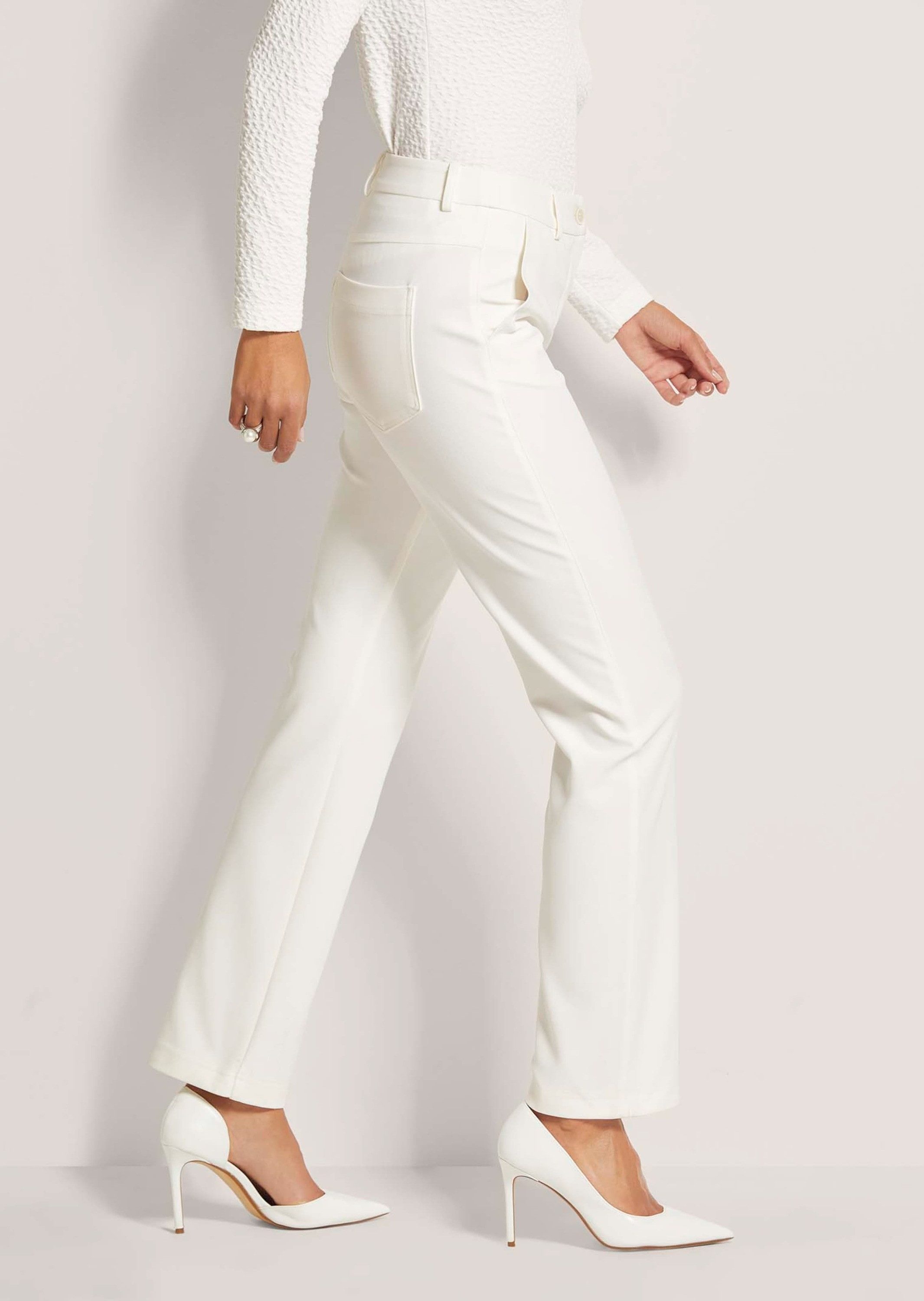 MADELEINE Stoffhose Elegante Stretchhose mit Formbund Stoffhose mit Schubtaschen, aufgesetzten Gesäßtaschen, Knöchellänge