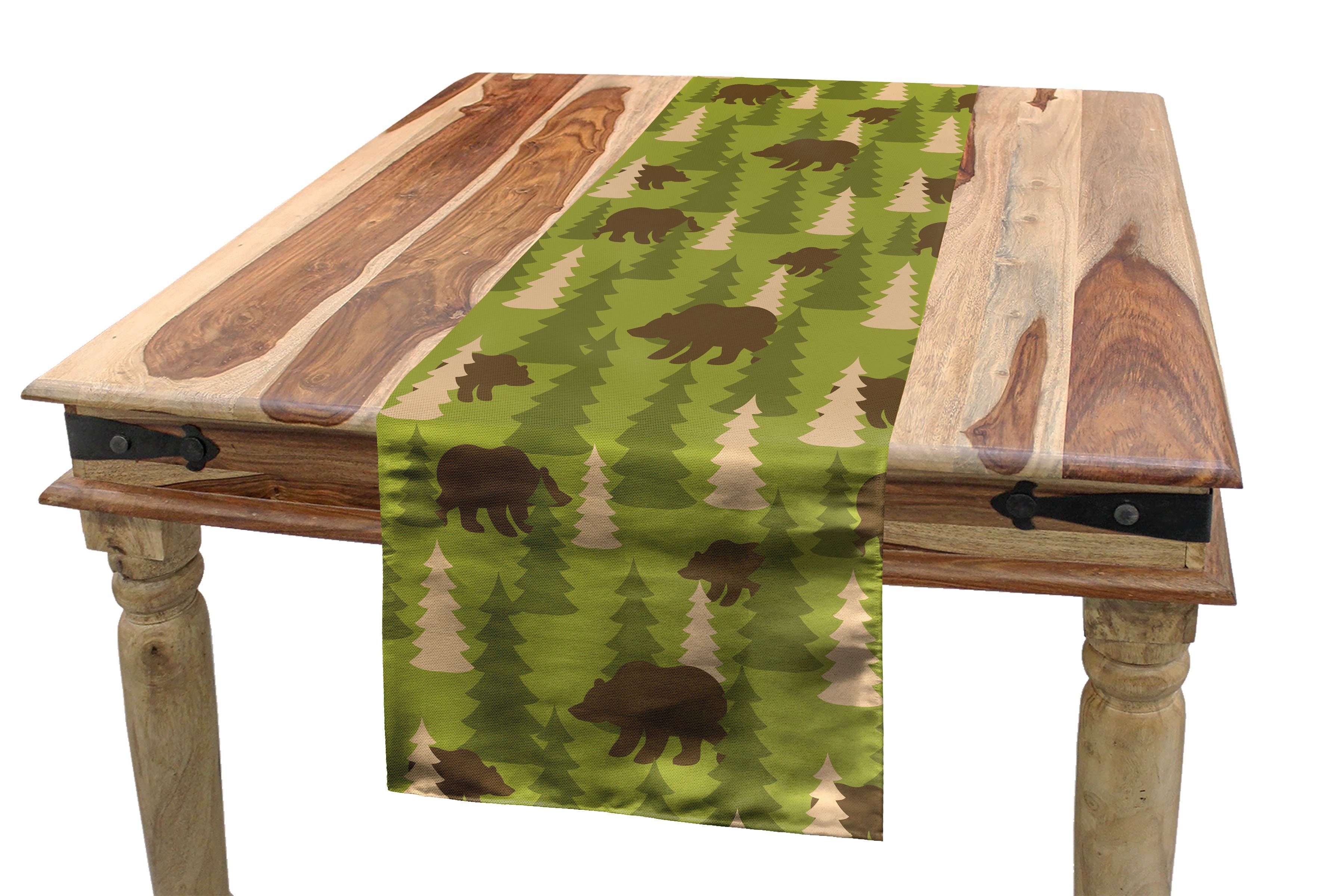Tischläufer Bär Küche Wald Rechteckiger Dekorativer Kiefer Esszimmer Woodland der Tischläufer, in Abakuhaus