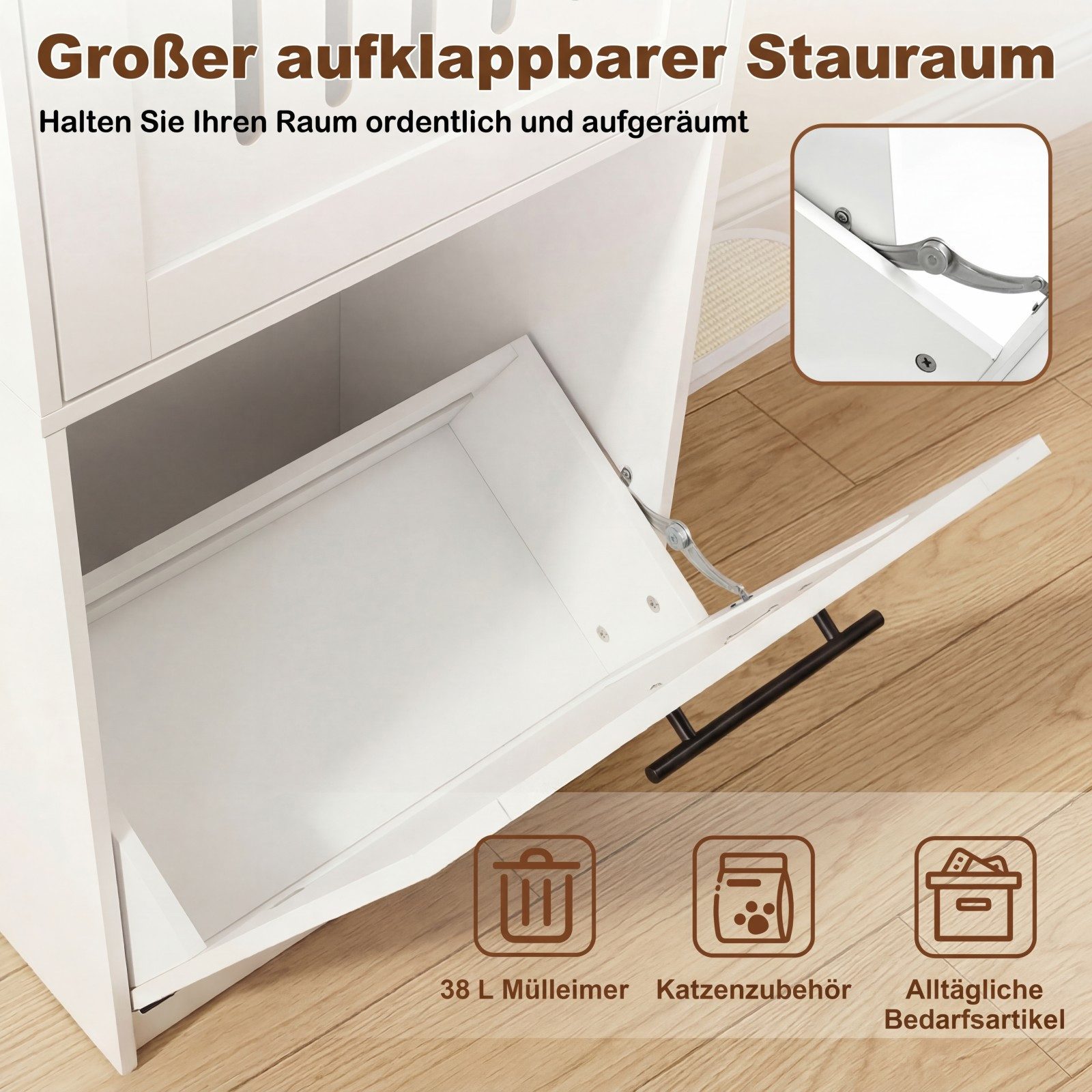 COSTWAY Tierhaus, Katzenklo Schrank, Katzenschrank, Beistelltisch, Holz