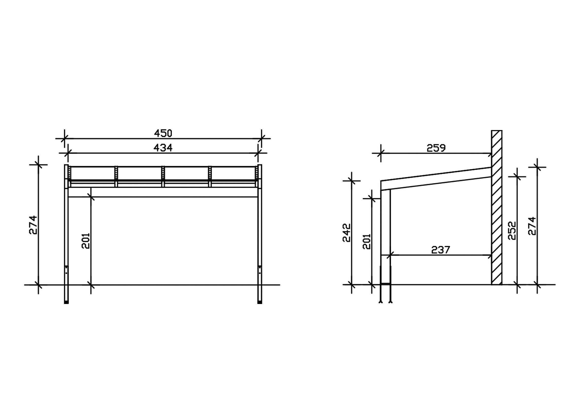 Skanholz Terrassendach Novara, BxT: 450x259 cm, Bedachung Doppelstegplatten, BxT: 450x259 cm