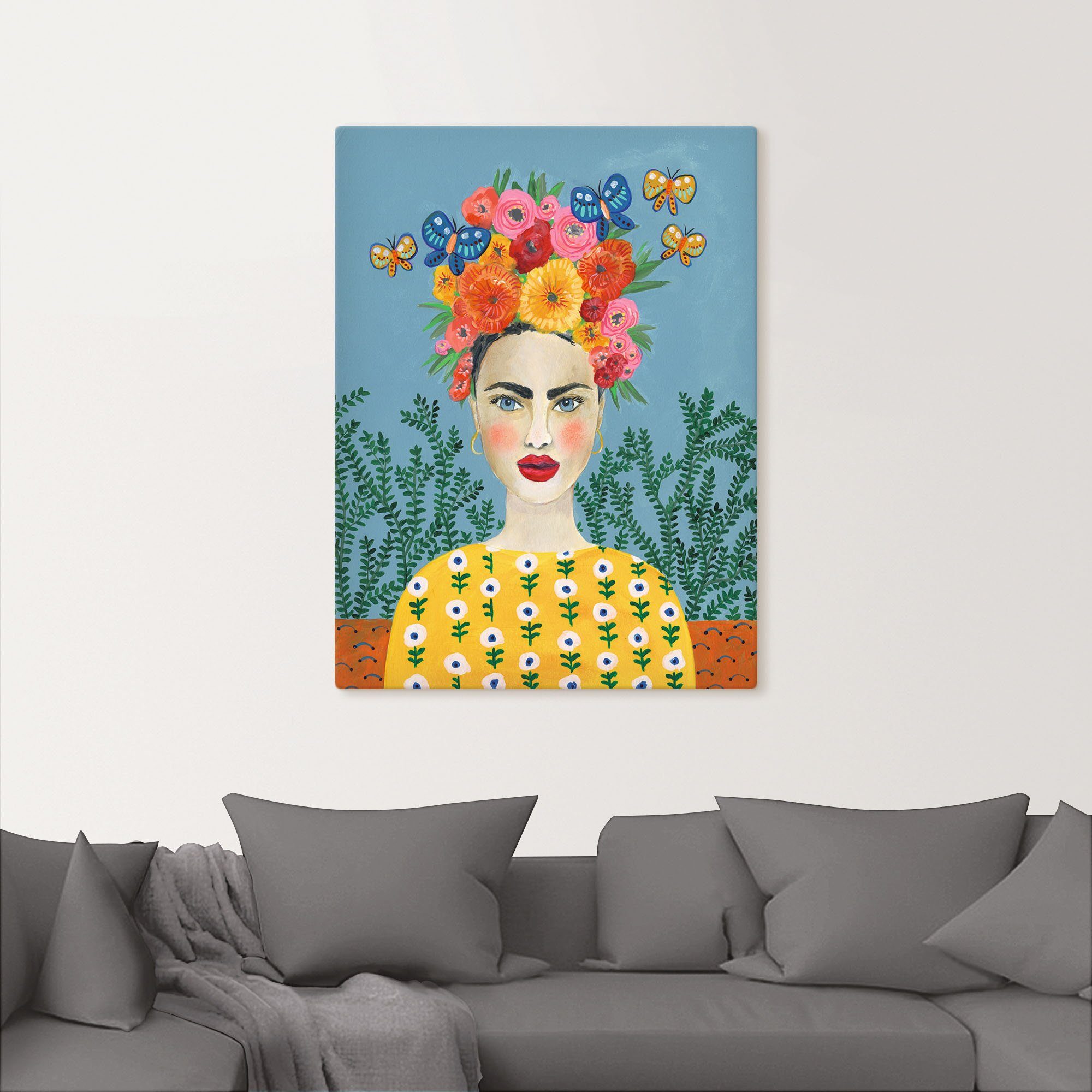 Artland Leinwandbild Frida-Kopfschmuck I, Bilder von Frauen (1 St), auf Holzrahmen gespannt