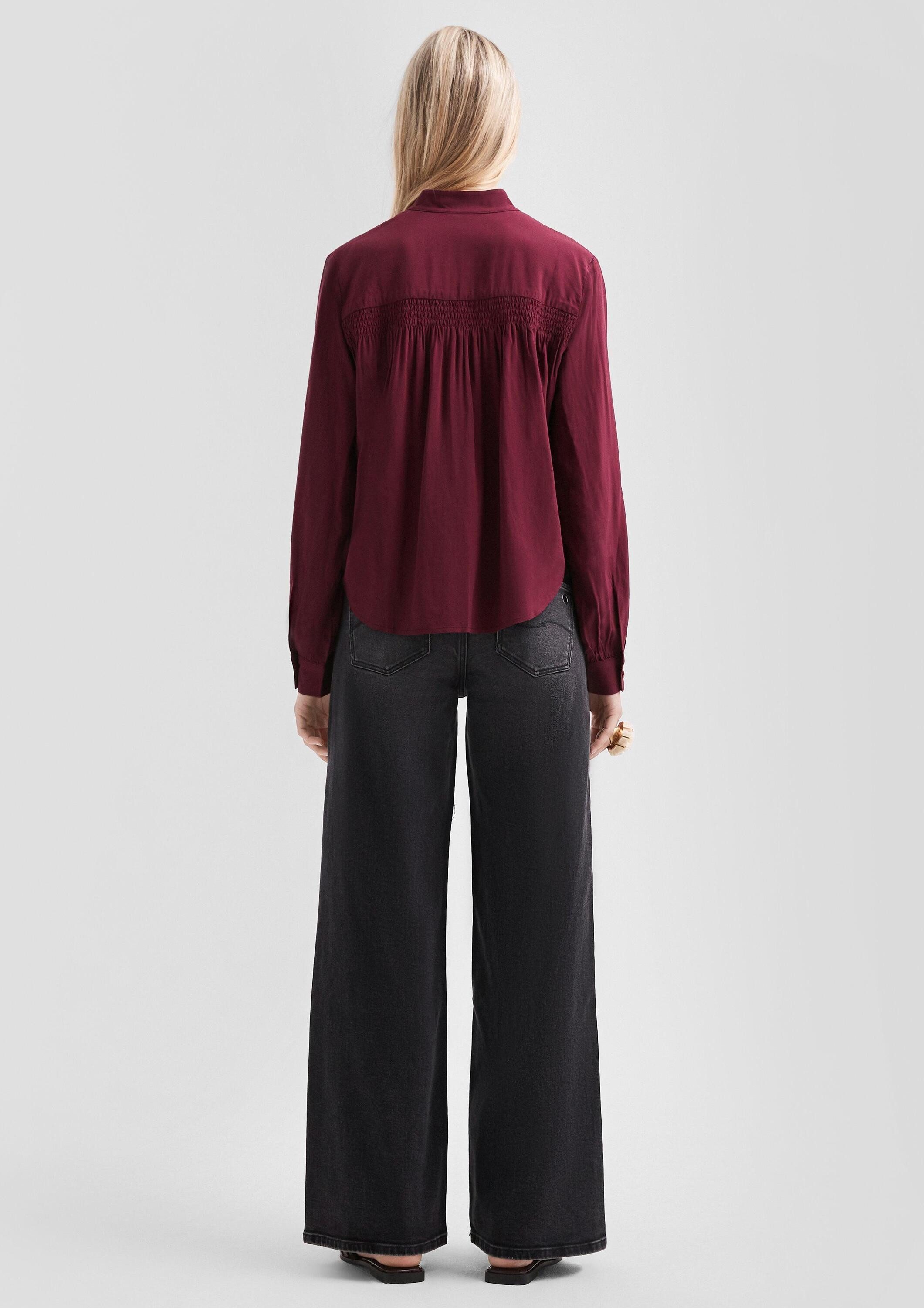QS Langarmbluse Bluse Feminine Bluse aus Viskose mit Smock-Detail
