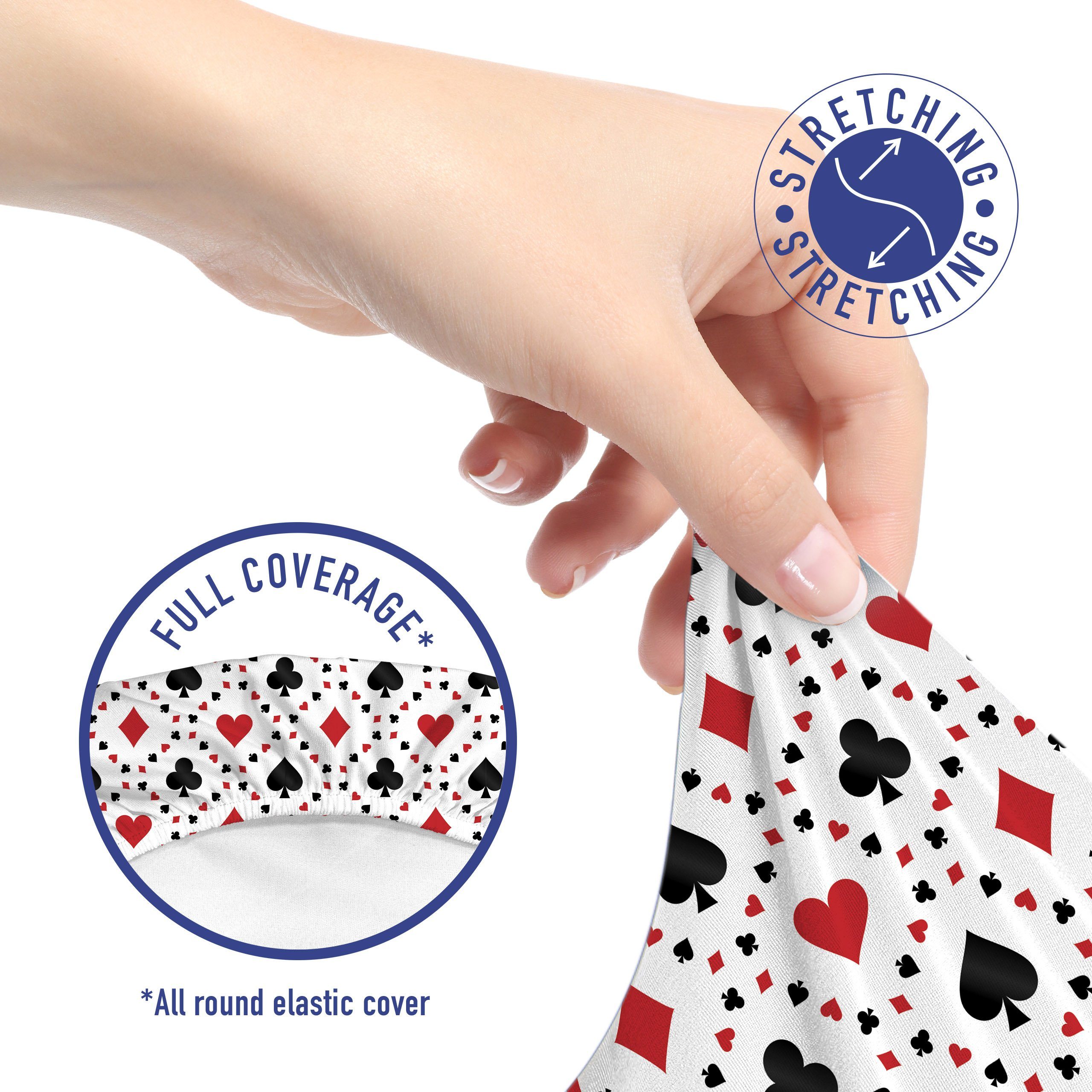 Stretchgewebe, Tourist Abakuhaus, Bürostuhlhusse Poker-Karten rot aus Schutzhülle schwarz dekorative
