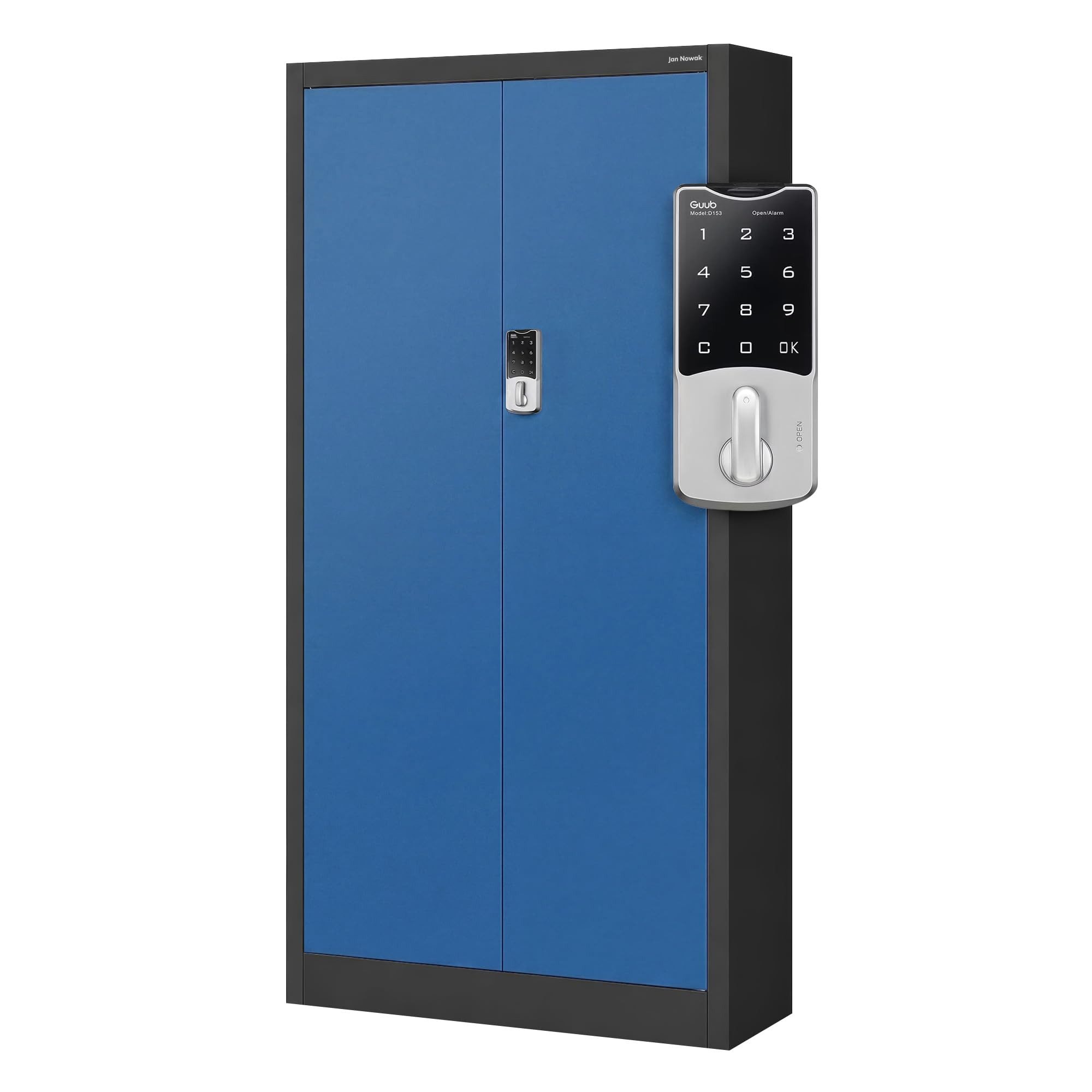 Jan Nowak Aktenschrank Metall Büroschrank Zahlenschloss 90 cm DANIEL 4 Böden Stahl (Aktenschrank Büro Kanzlei Praxis ohne Schlüssel Kombinationsschloss, Stahl 0,6 mm 185 x 90 x 40 cm Wandmontage robust langlebig) Pulverbeschichtet 50 Ordner 13 Farben