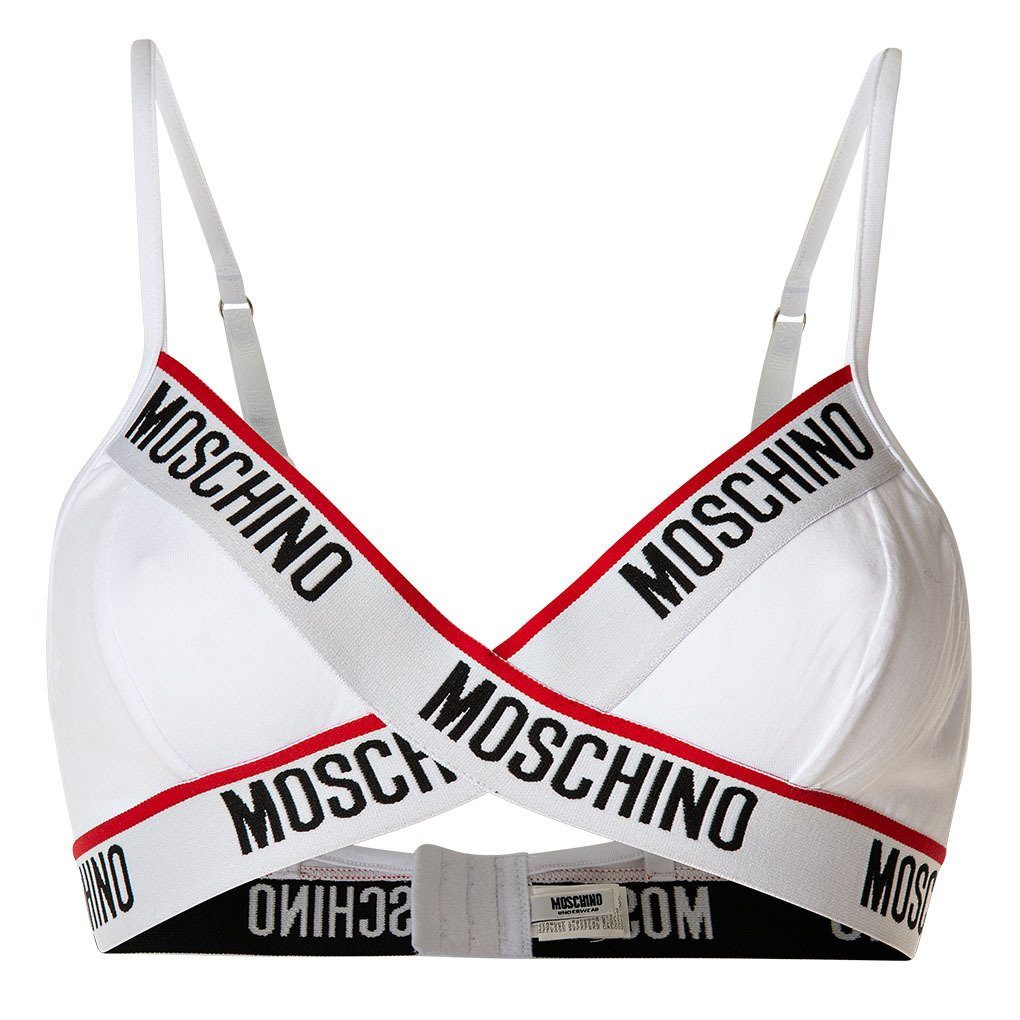 Moschino Bustier Damen - Weiß Stretch Logo, bügellos, BH, Bra, Bustier