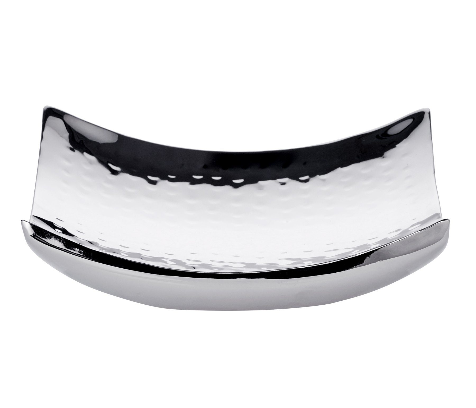 EDZARD Servierschale Dallas, Edelstahl, Schale, quadratisch, Silber-Optik, hochglanzpoliert, H 5 cm