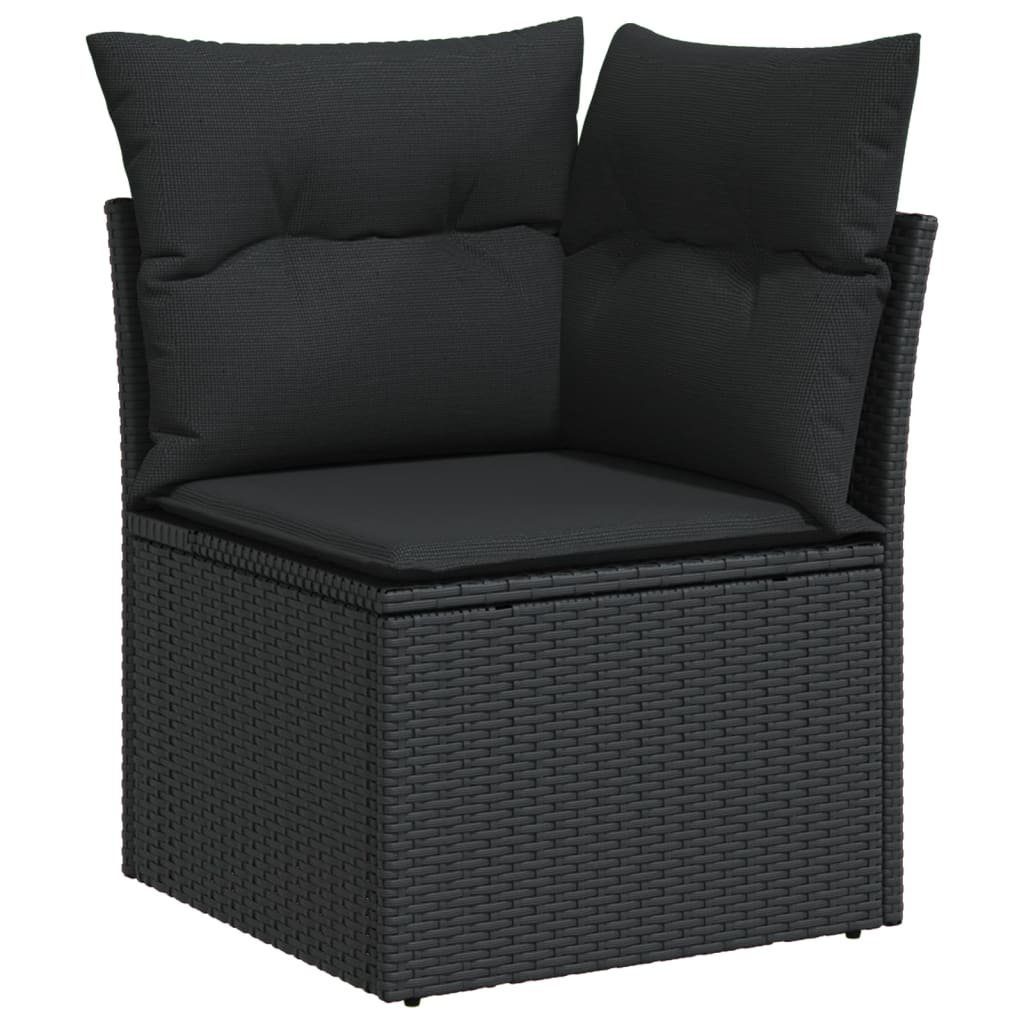 vidaXL Loungesofa Garten-Ecksofa mit Kissen Schwarz günstig online kaufen
