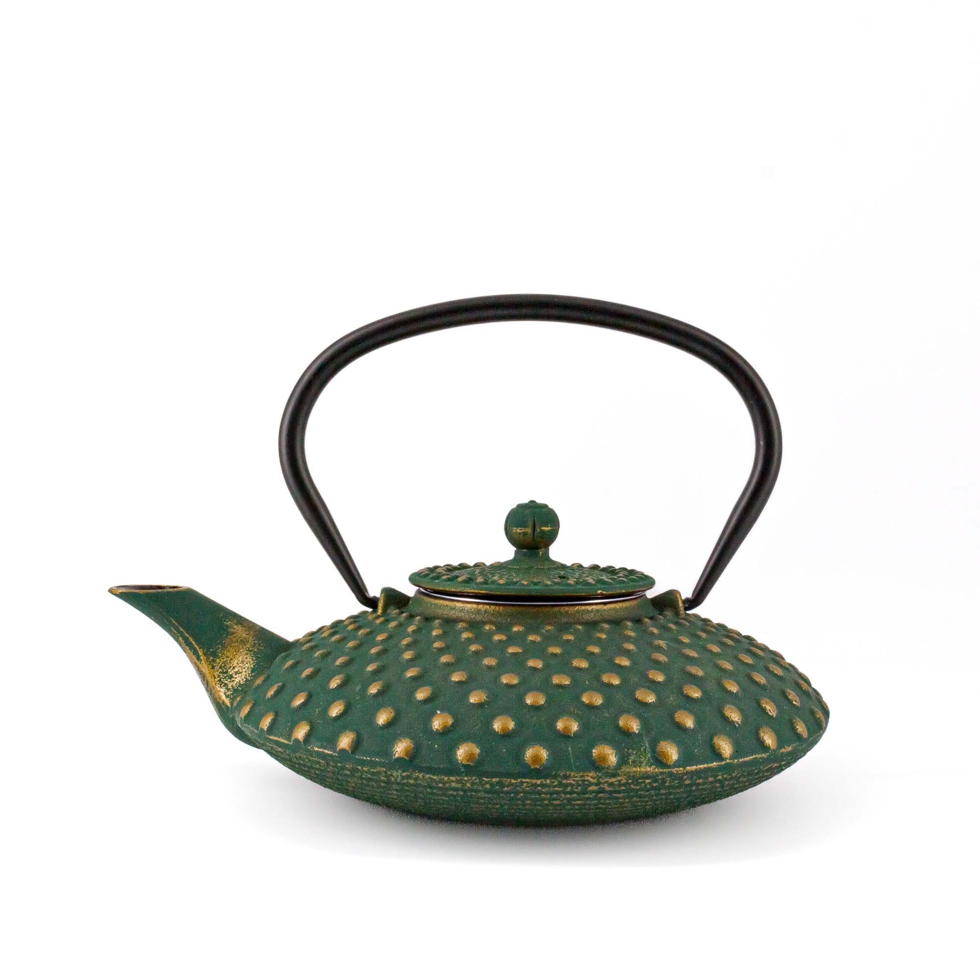 teayumi Teekanne CHIYO Tetsubin Gusseisenkanne 800 ml Grüngold, 0.8 l, (1-St)