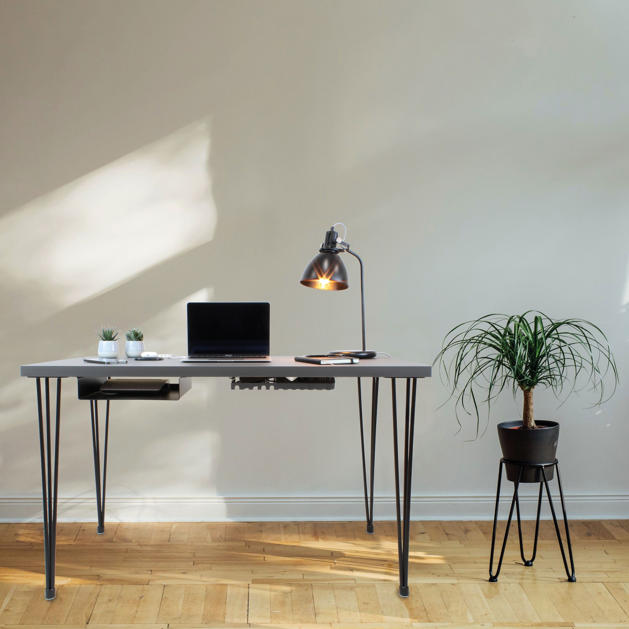 Natural Goods Berlin Tischbein HAIRPIN Legs Adjustable, Haarnadelbeine, höhenverstellbar, Sitzbank / Couchtisch, Weiß