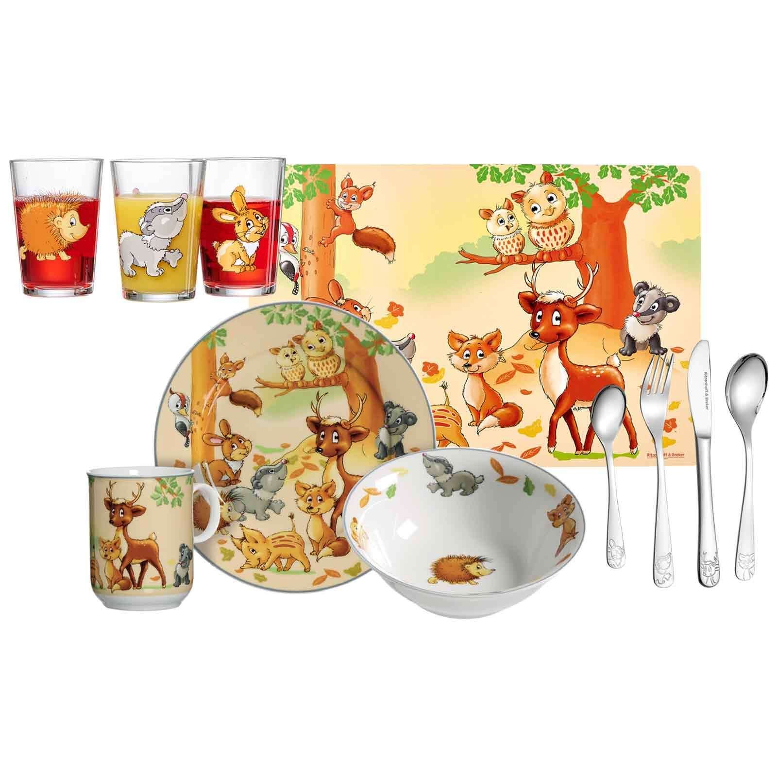 Ritzenhoff & Breker Kindergeschirr-Set Waldtiere Kinderset 11er Set (11-tlg), Material-Mix