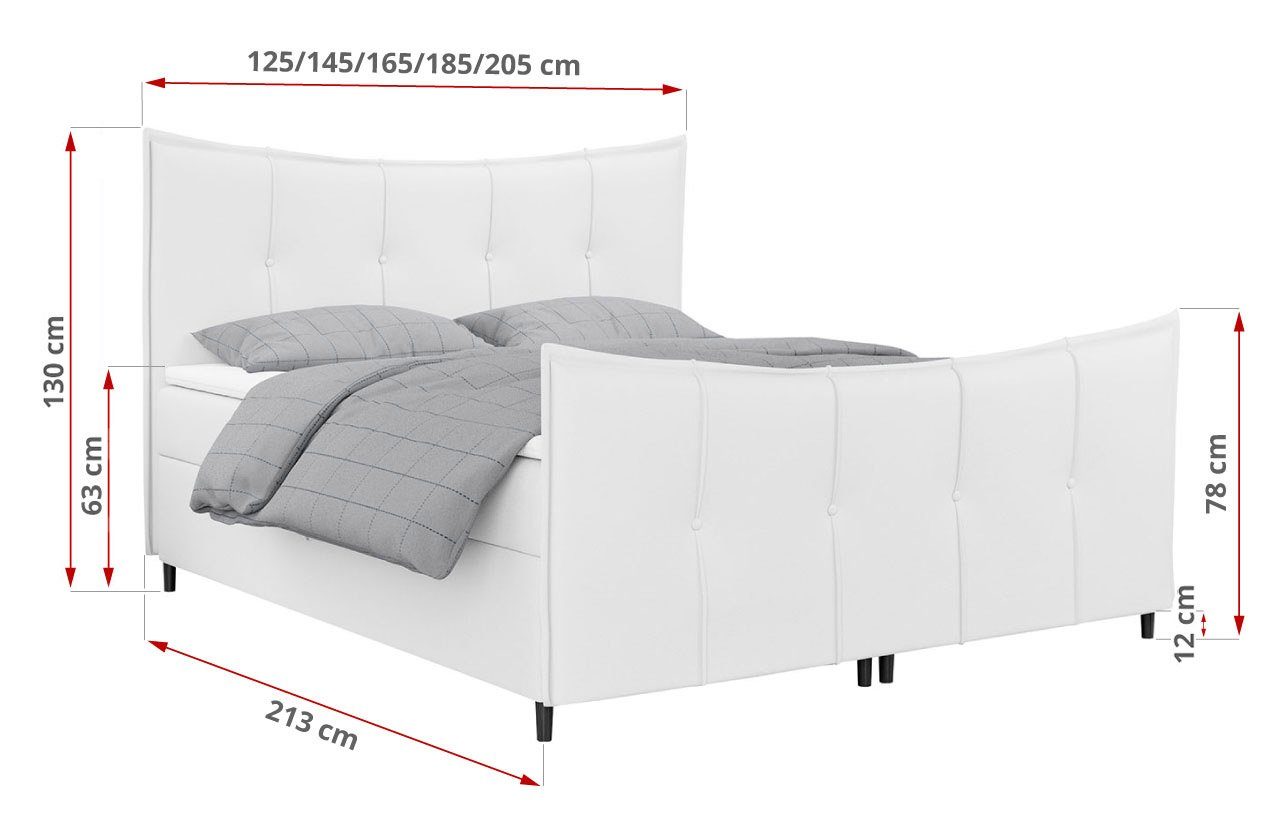 MKS MÖBEL Boxspringbett BERNATE LUX, - Multipocket-Matratze Bett Doppelbett Modern mit