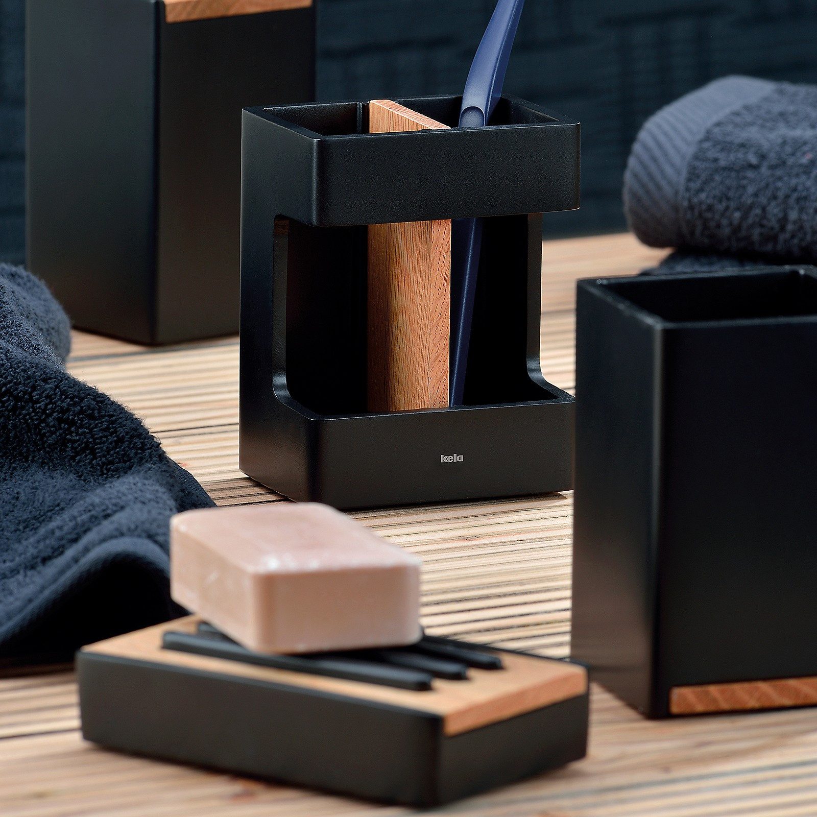 kela Zahnputzbecher Cube, Element in Natursteinoptik, Mattoptik