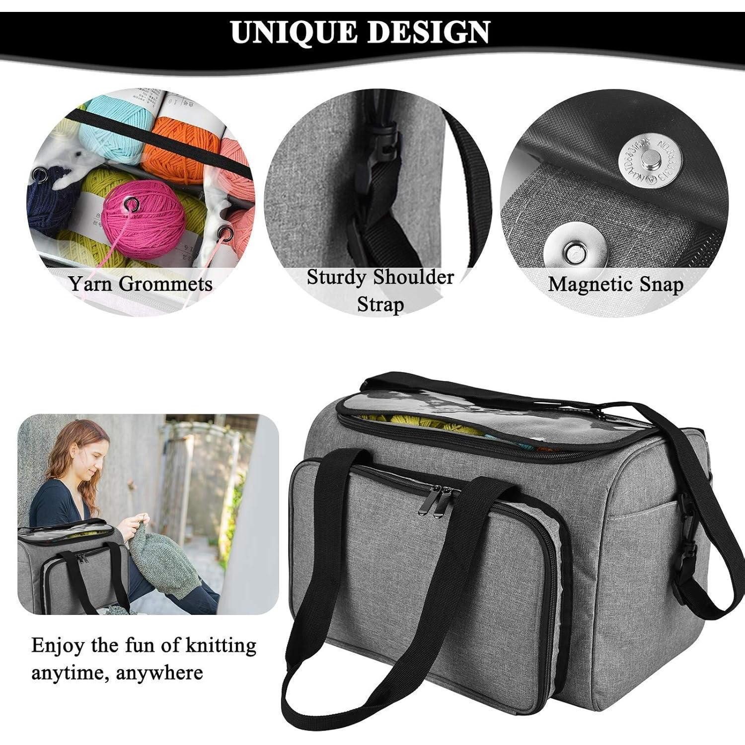 LuxusKollektion Nähkorb Häkeltasche mit transparenter PVC-Klappe, großen