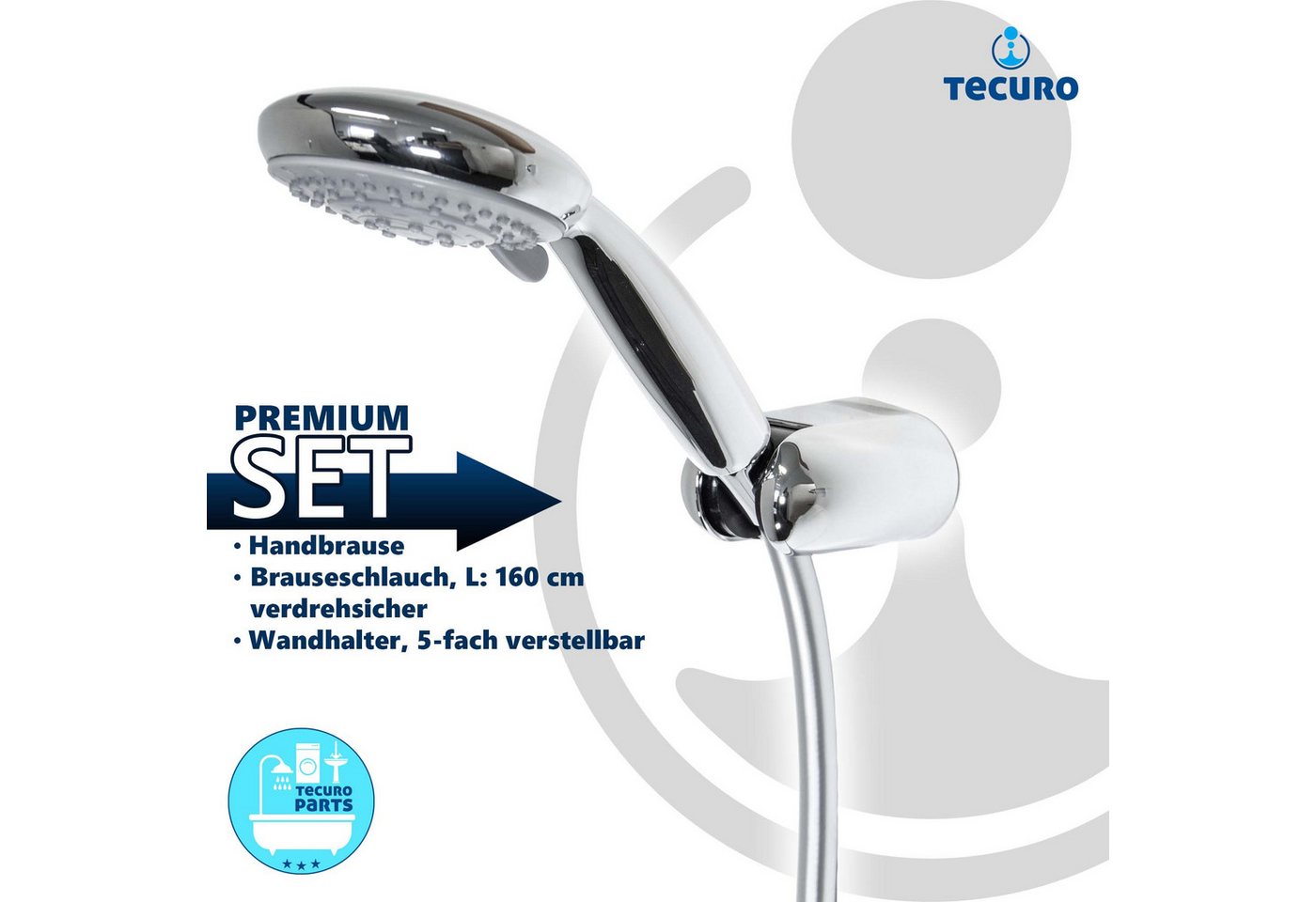 Thumbnail - tecuro Brausegarnitur Wannenset ew-easy-100 - mit 5 Funktionen Handbrause, Brauseschlauch
