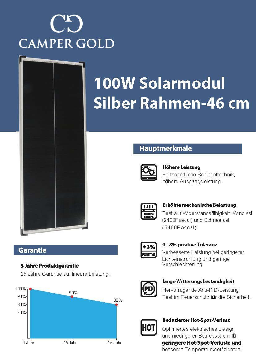Wohnmobil Camper, Mono Silber-46 Solaranlage Solarmodul X für & Campergold 2 100W Wohnwagen