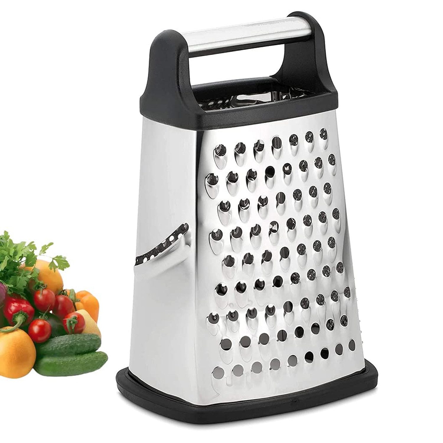 TUWENA Gemüsehobel 4-seitige Reibe Edelstahl, Küchenreibe zum groben und feinem Raspeln