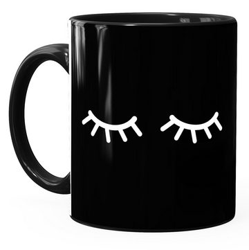 MoonWorks Tasse Kaffee-Tasse Schlafende Augen Wimpern Eye Lashes Müde Schlafen Mascara MoonWorks®, Keramik